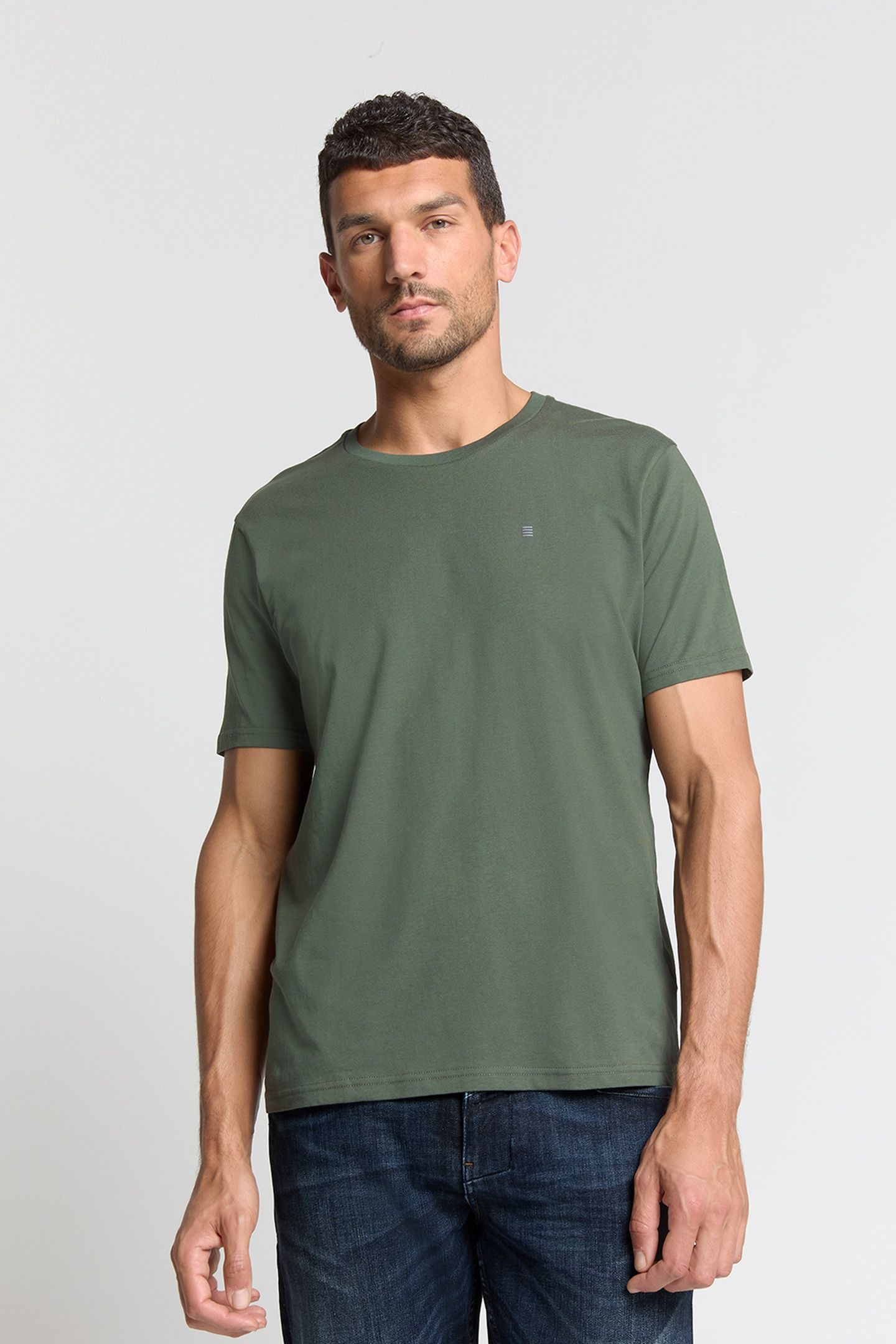 T-SHIRT CREWNECK SOLID BASIC DARK GREEN 2