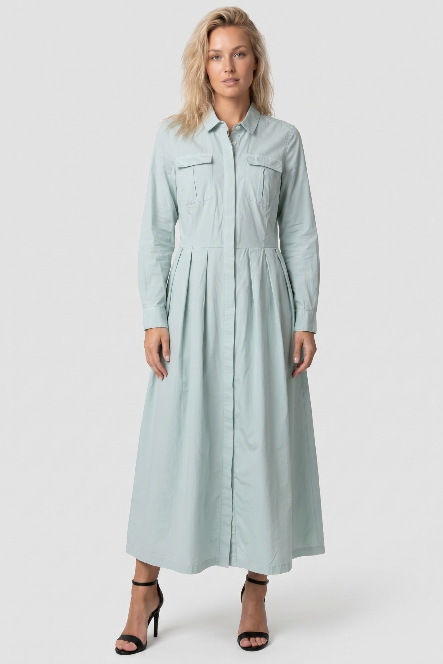 SHIRT DRESS W/POCKETS COTTON SAGE 1