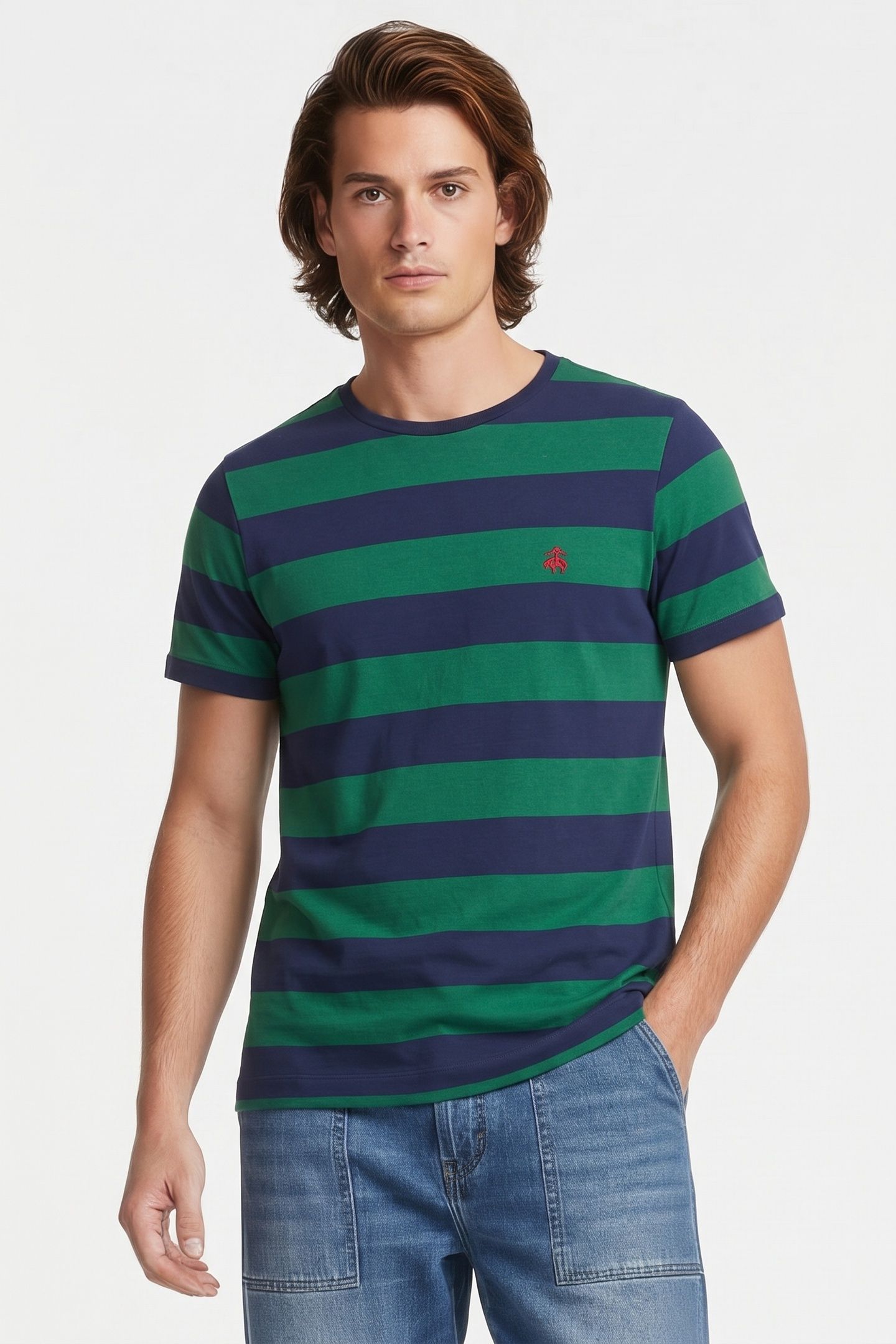 STRIPED T-SHIRT COTTON GREEN 1