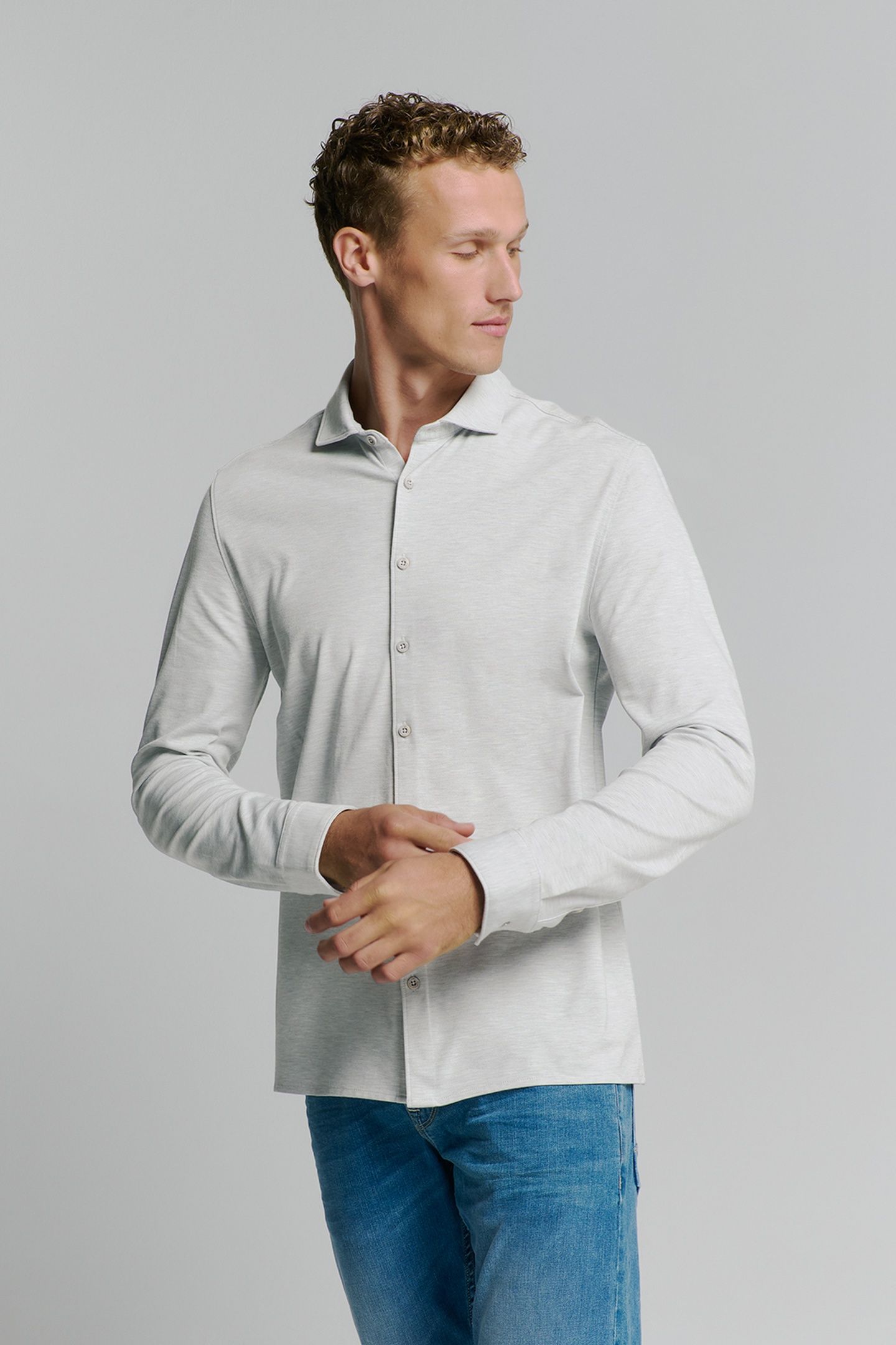 SHIRT JERSEY MELANGE STRETCH CHALK 3