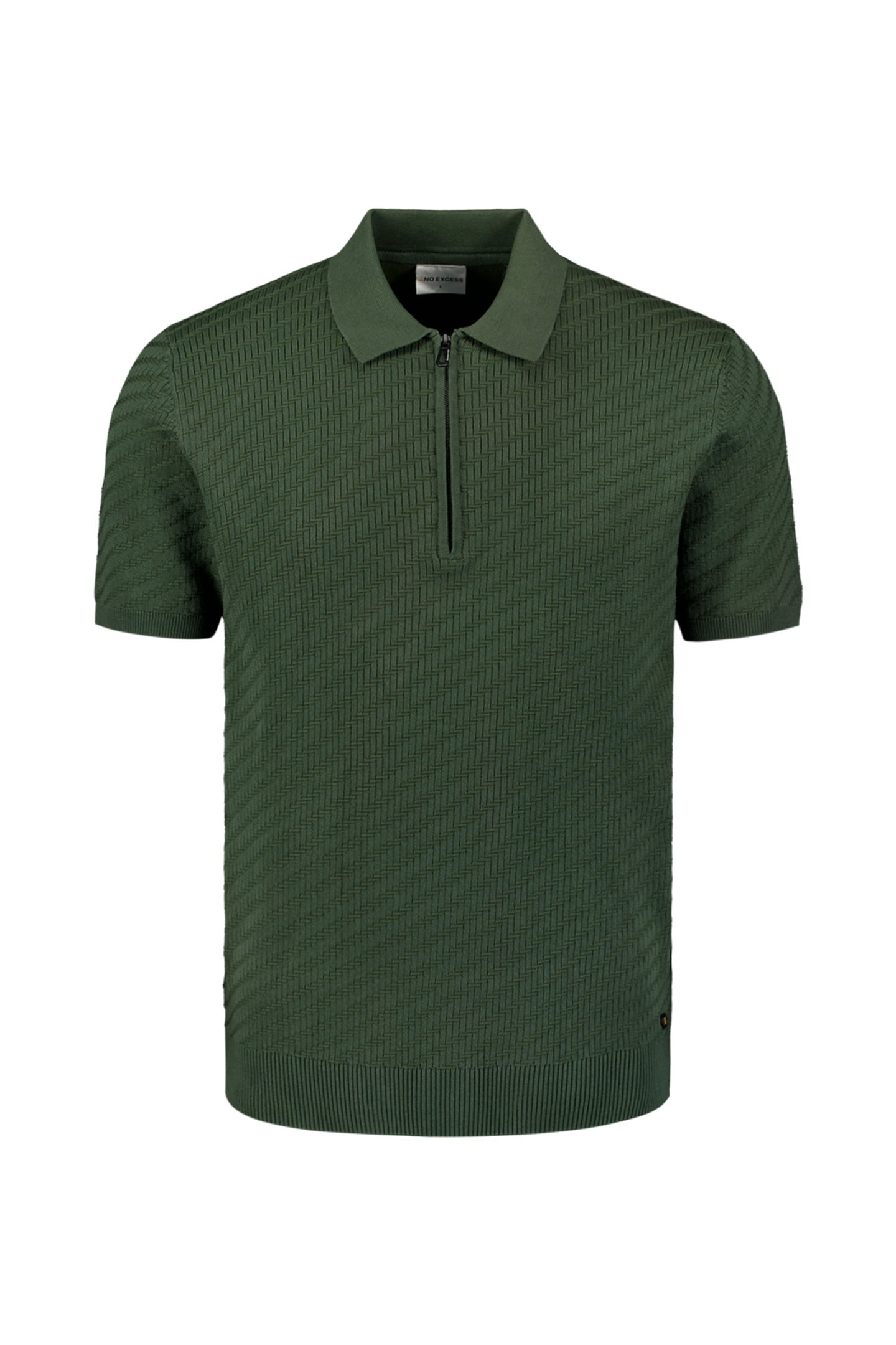 PULLOVER SHORT SLEEVE POLO ZIP SOLID JACQUARD DARK GREEN 5