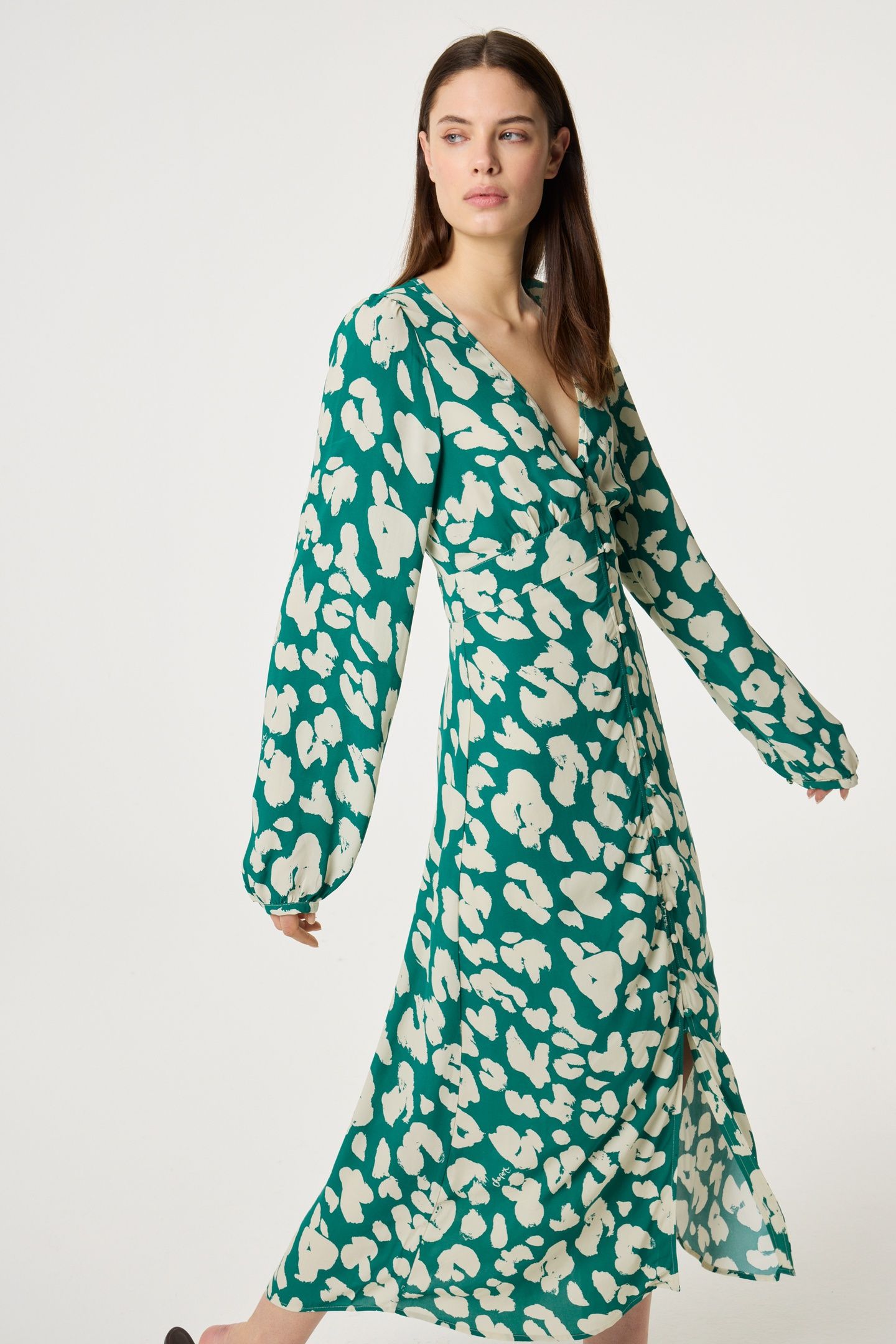 ANA DRESS EVERGREEN/COSY WHITE 3