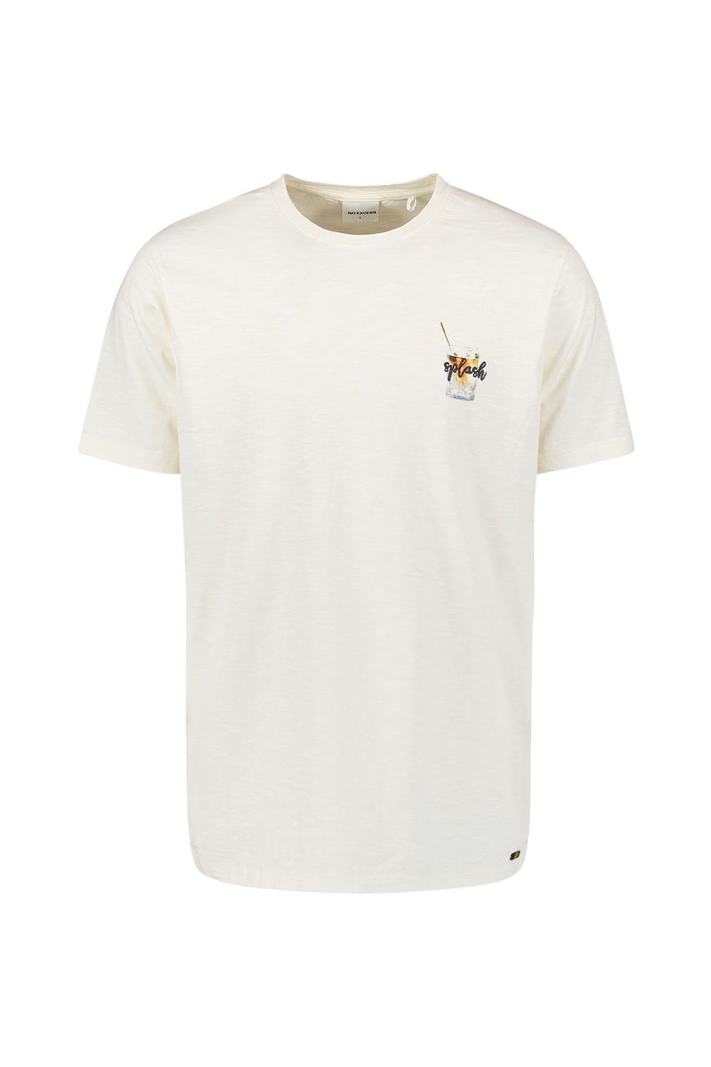 T-SHIRT CREWNECK PLACED PRINTS SLUB NATURAL 1