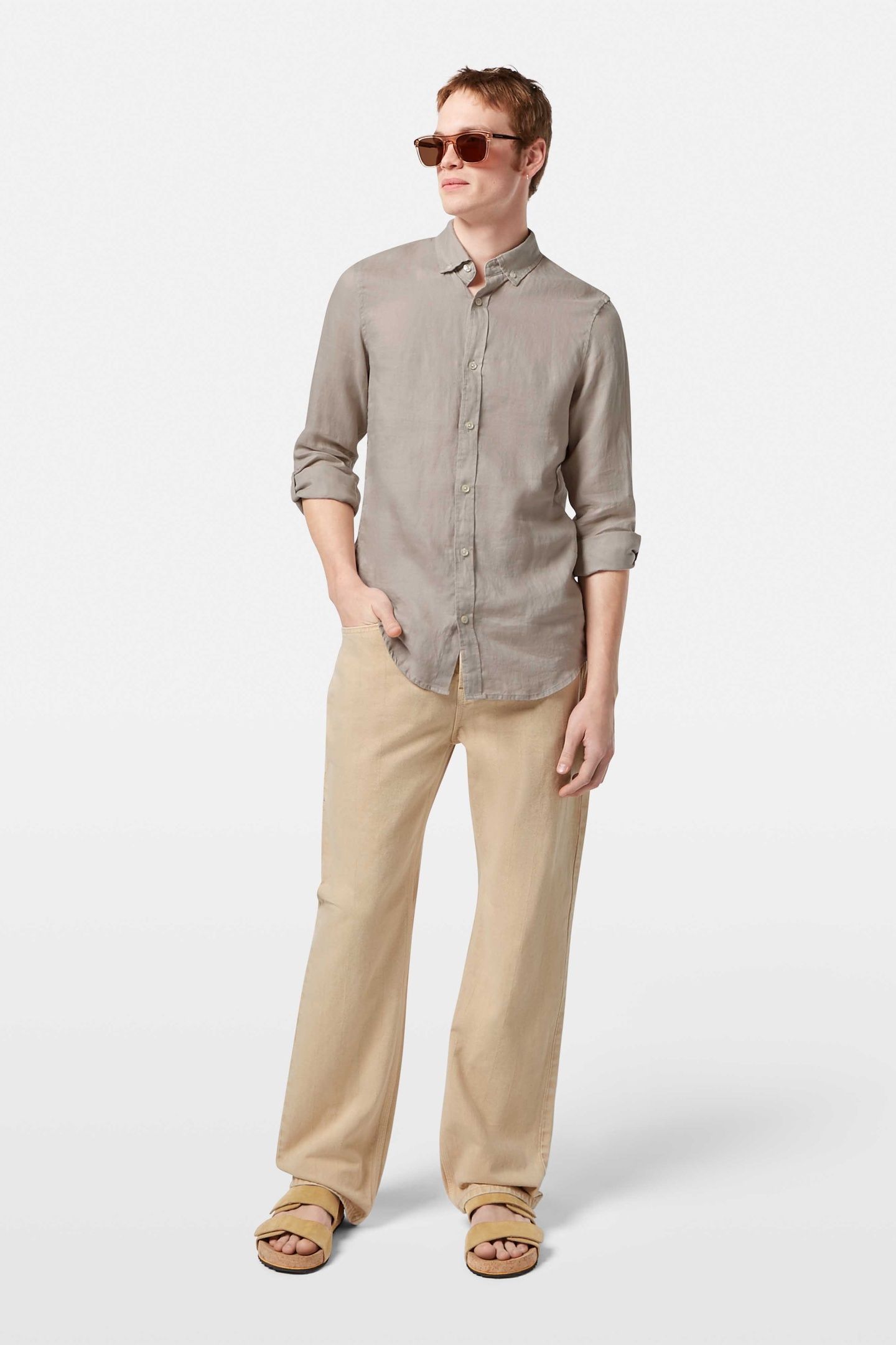 SEASONAL CORE - REGULAR FIT LINEN SHIRT HIGHWAY GREY 2