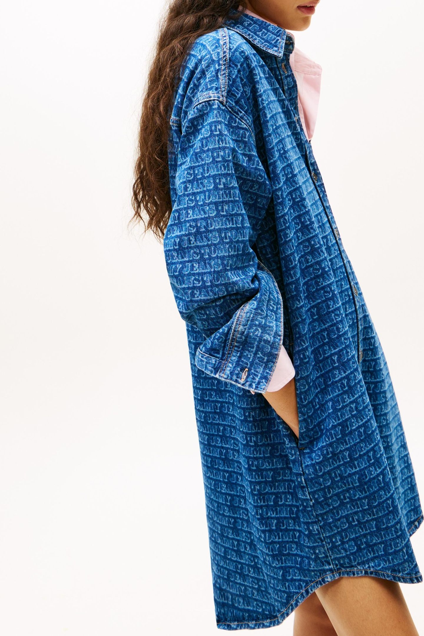 RELAXED DENIM SHIRT DRESS DENIM MEDIUM 3