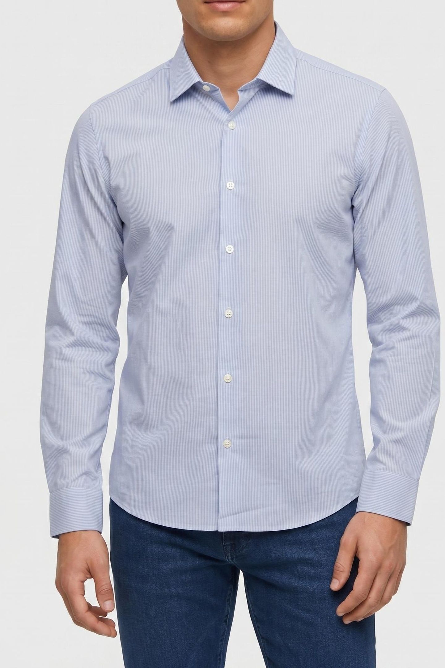 SLIM ESSENTIAL POPLIN SHIRT TEAL BLUE 1