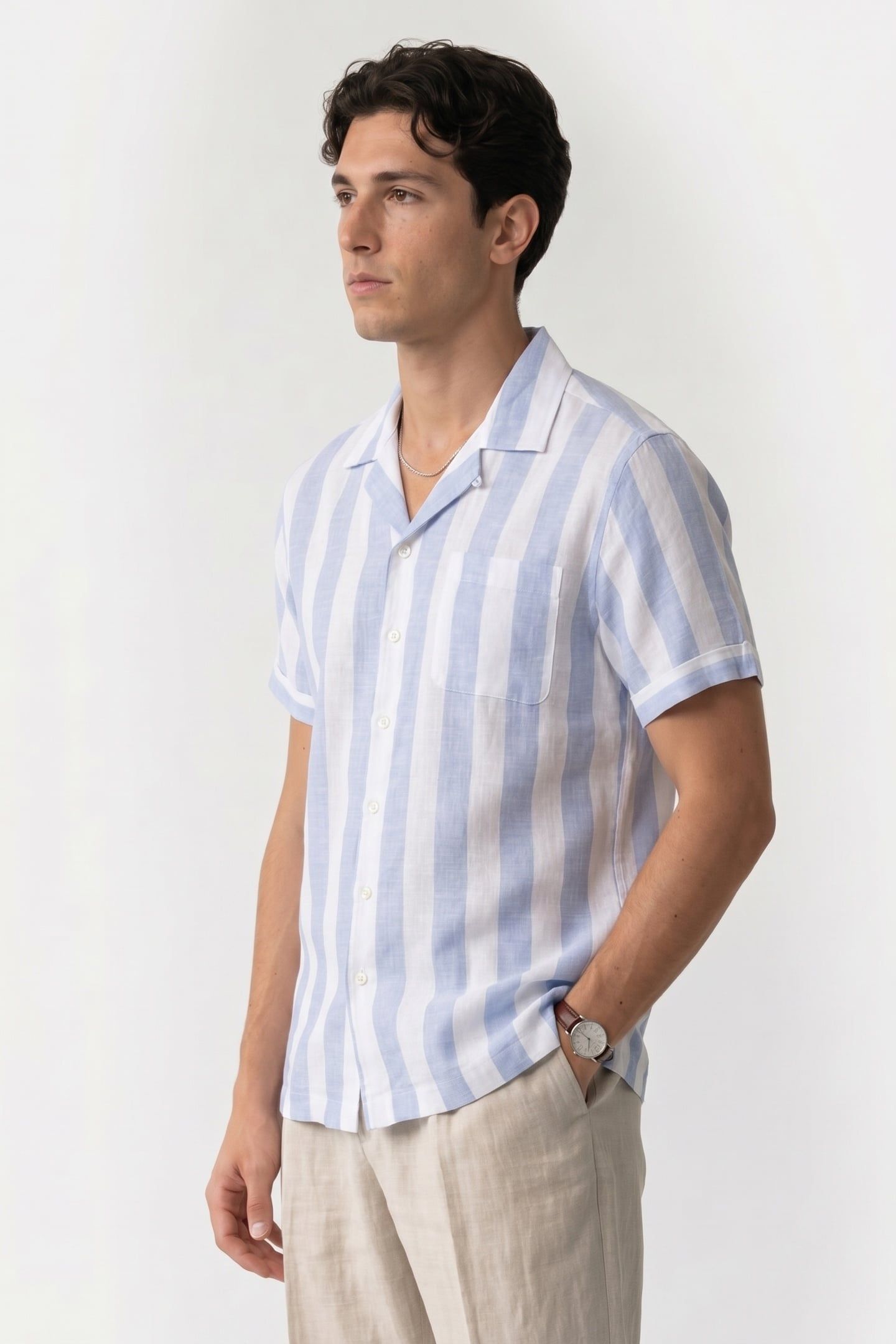 CASUAL LINEN SHIRT BLUE 1