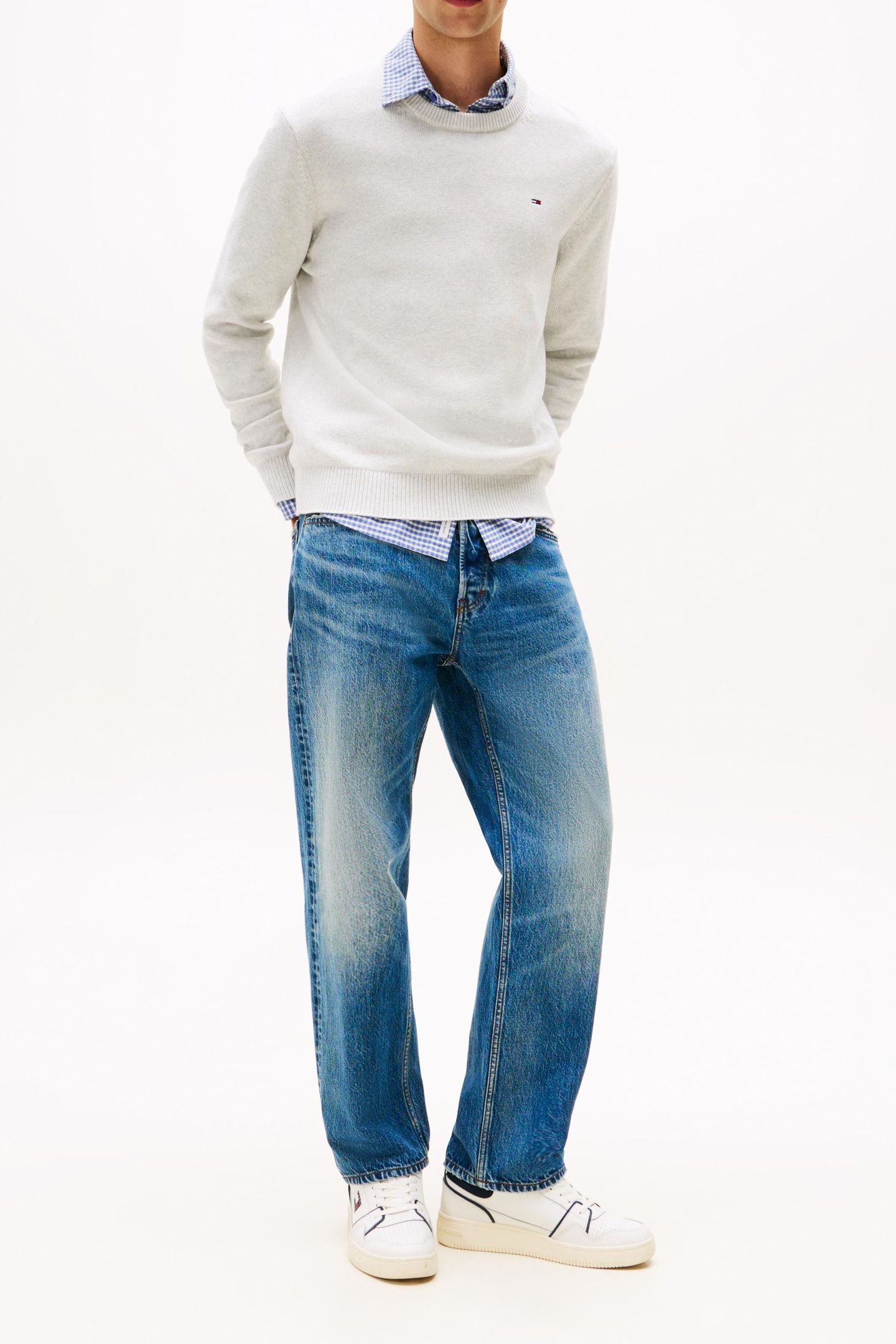 SLIM ESSENTIAL SWEATER LT GREY HTR 5