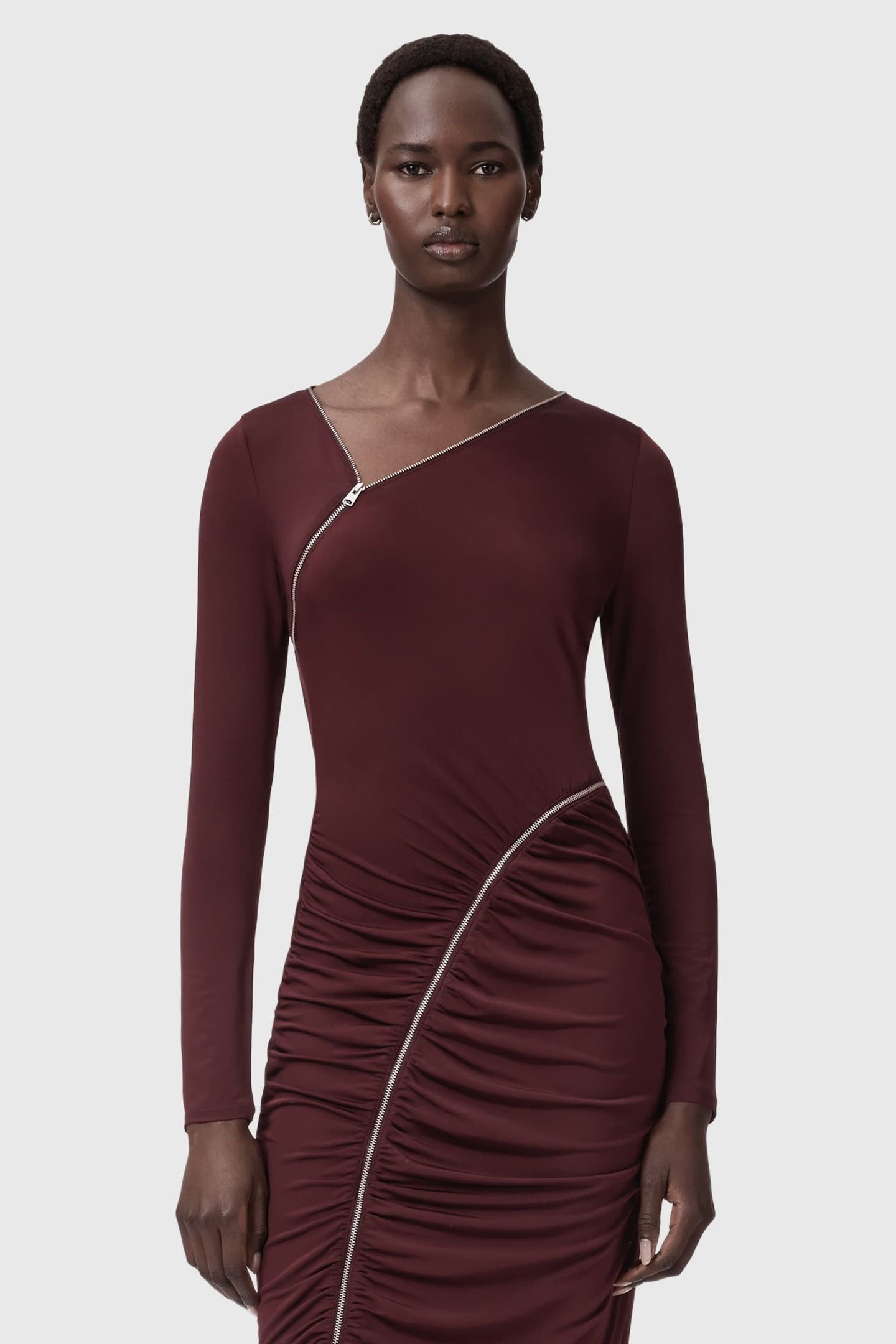 ELSIE ZIPPER DRESS OXBLOOD RED 3