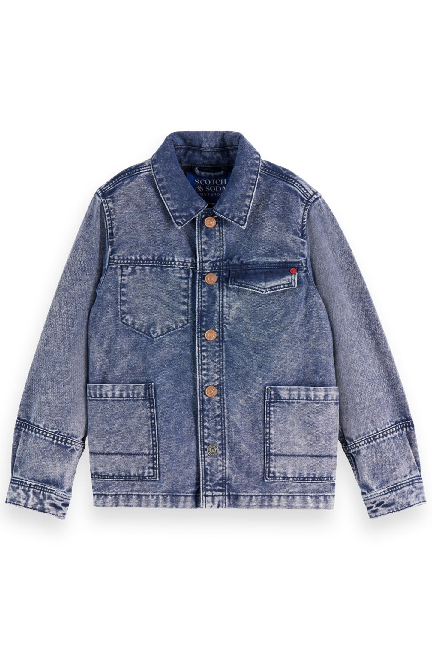 BOY DENIM WASHED CANVAS WORKWEAR JACKET NAVY 1