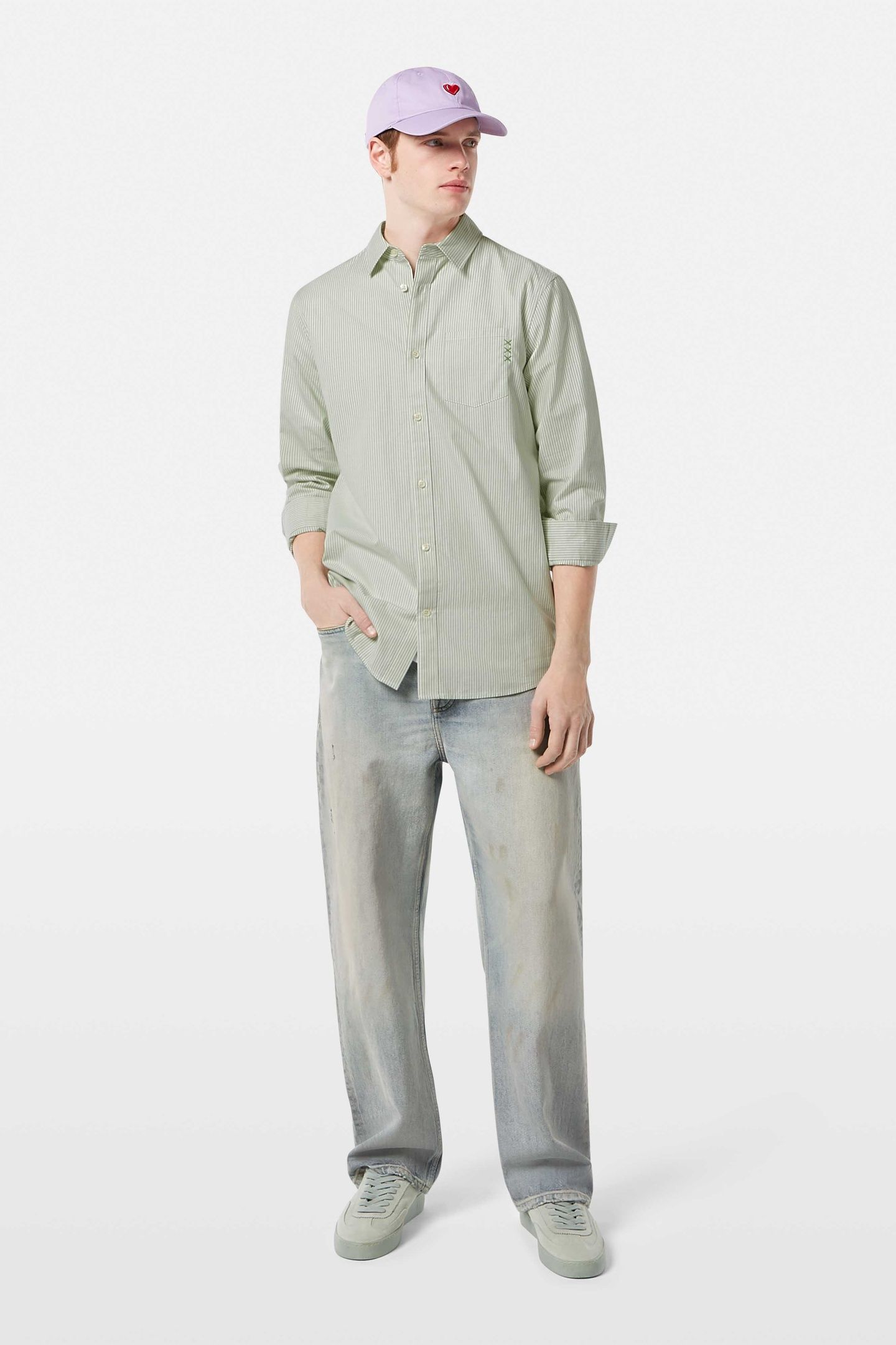 REGULAR FIT STRIPED OXFORD SHIRT PISTACHIO STRIPE 2