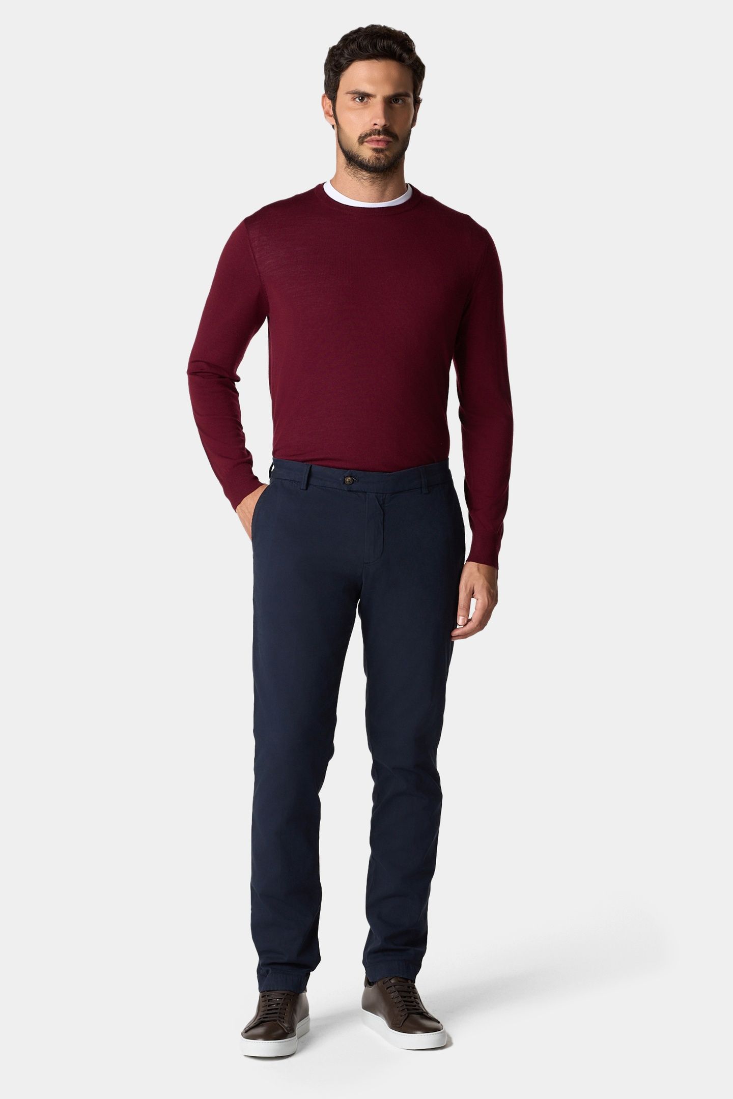 SLIM FIT WOVEN STRETCH COTTON CHINOS NAVY 2