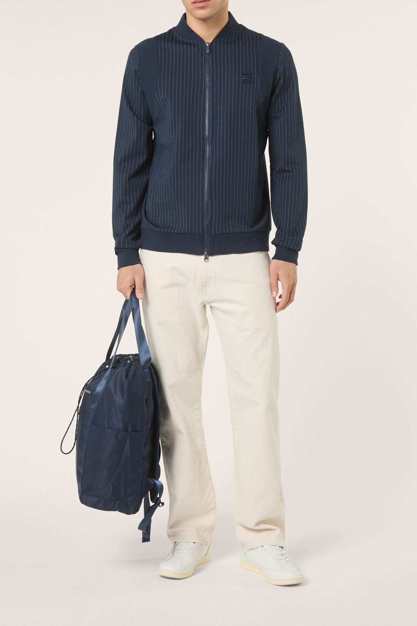 LUCCA REGULAR PINSTRIPED TRACK JACKET BLACK IRIS / EGRET STR 2