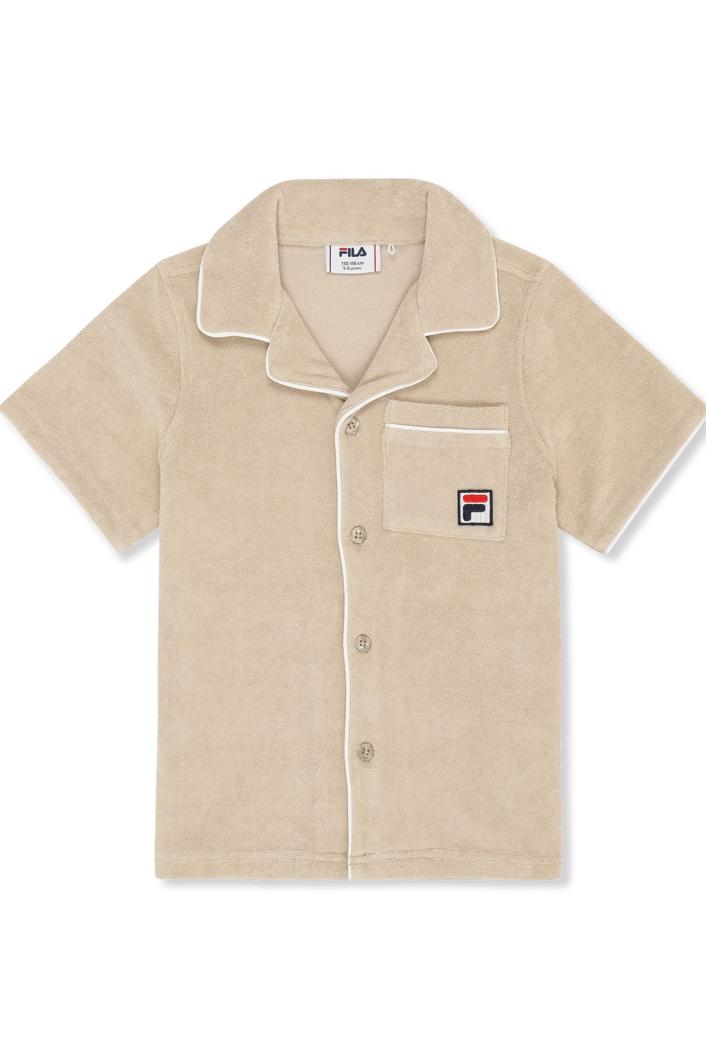 CALCI RELAXED TOWELLING RESORT SHIRT WHITE PEPPER 1