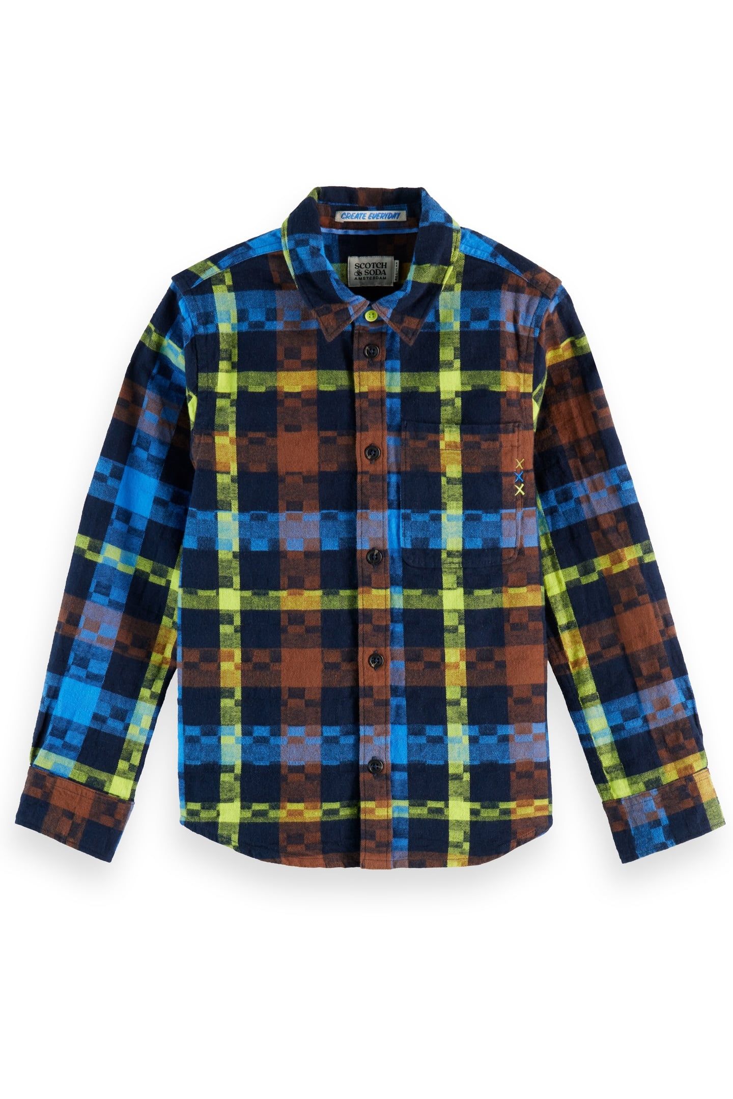 BOY FLANNEL CHECKED SHIRT CAMPANULA/ SKY CAPTAIN/ LIMEAID CH 1