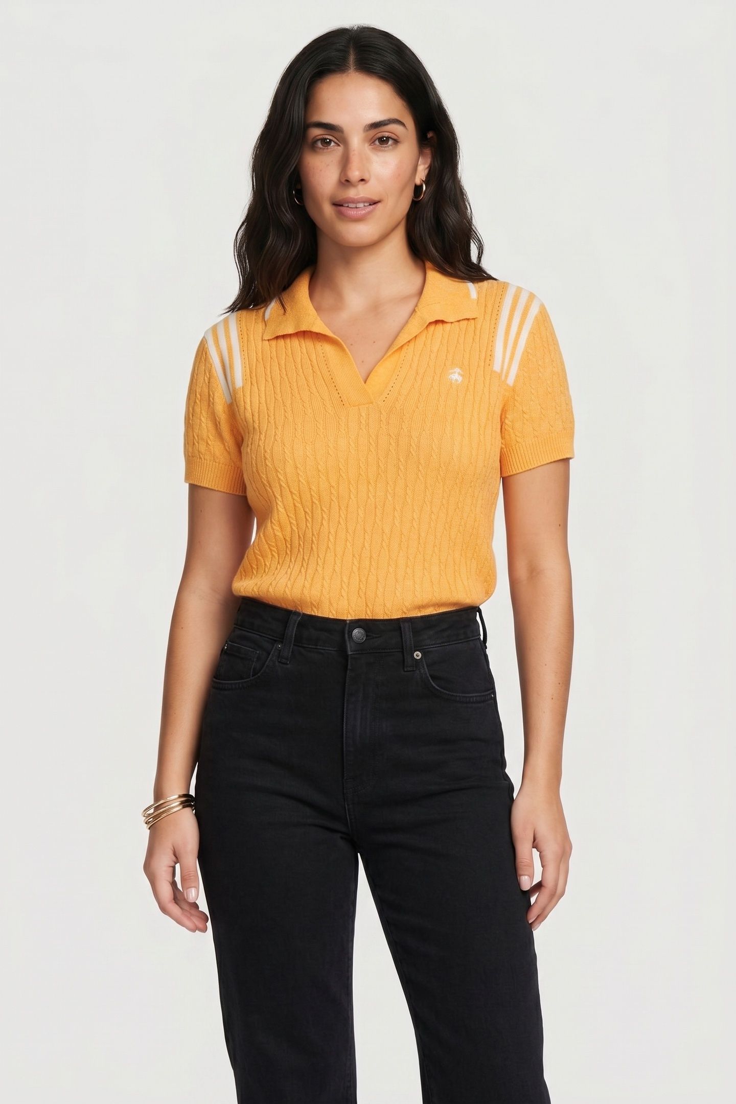 SHORT SLEEVE OPEN NECK COTTON POLO YELLOW 1