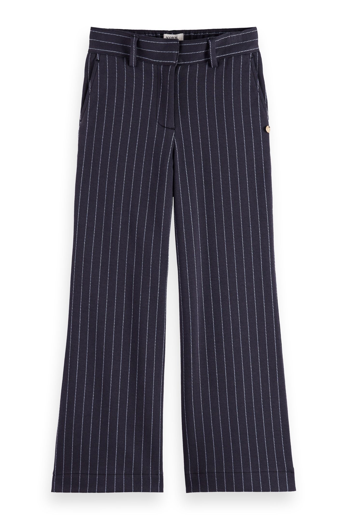 GIRL WIDE-LEG PINSTRIPE PANTS CHARCOAL CERULEAN PINSTRIPE 1