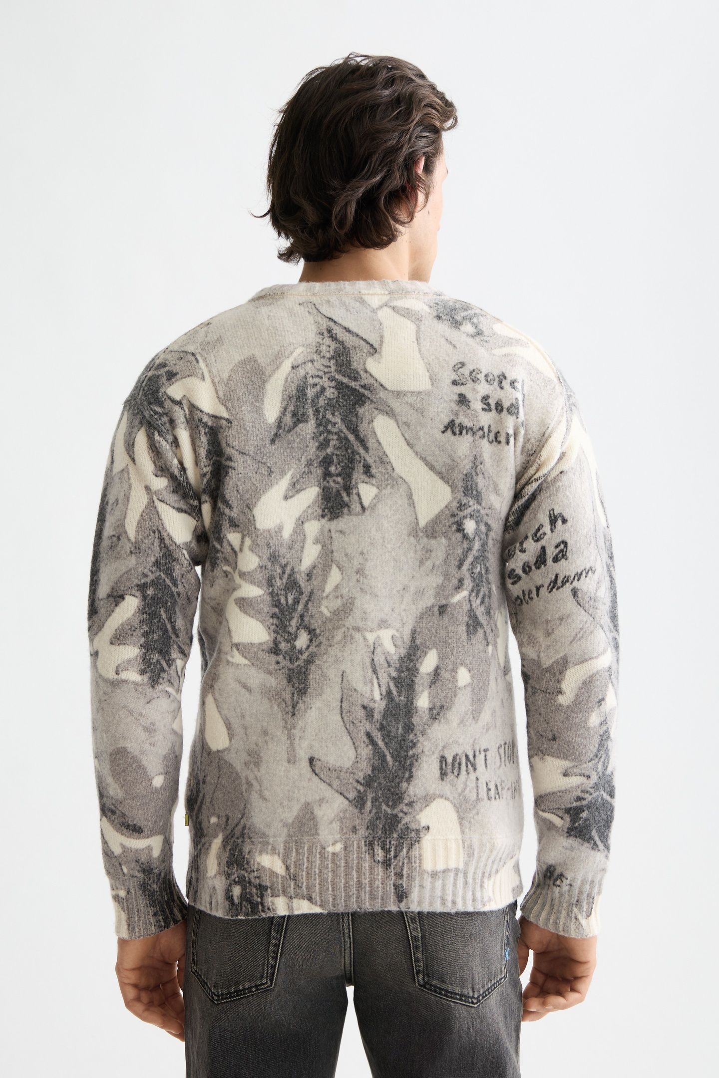 PRINTED DROPPED SHOULDER PULLOVER LEAF CAMO EGGNOG AOP 2