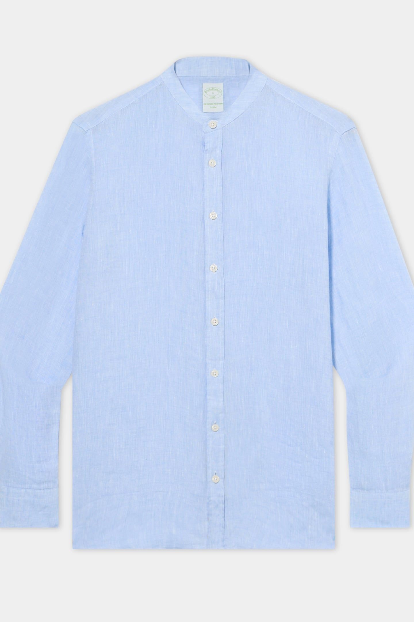 STAND COLLAR SHIRT LINEN LIGHT BLUE 3