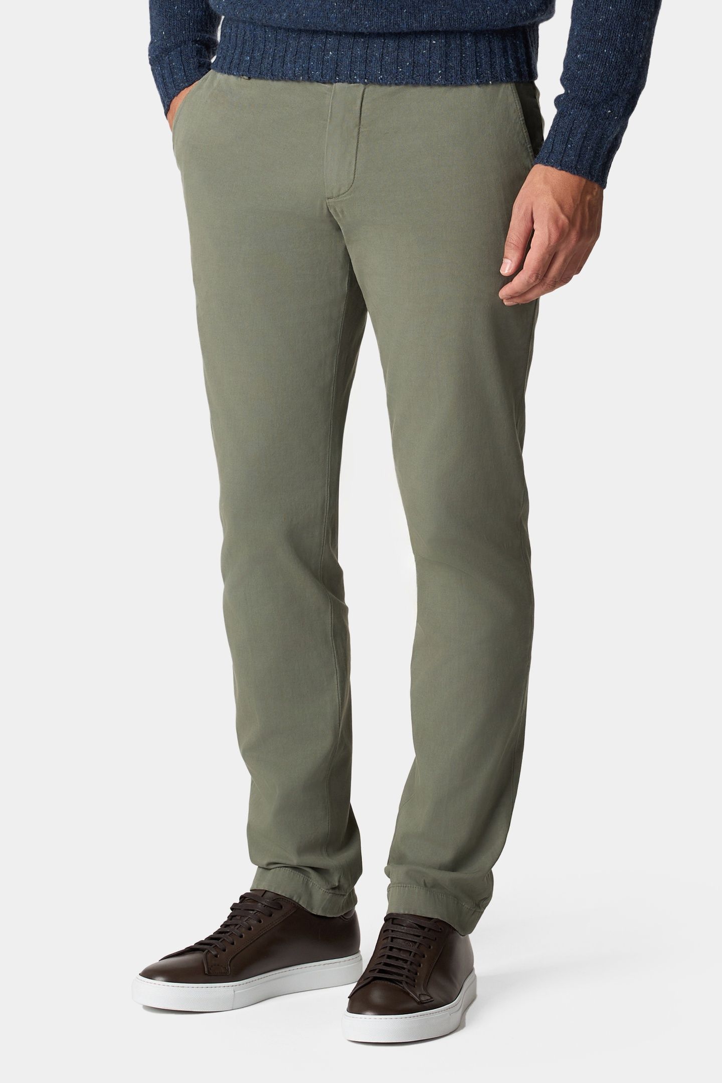 SLIM FIT WOVEN STRETCH COTTON CHINOS MILITARY 3