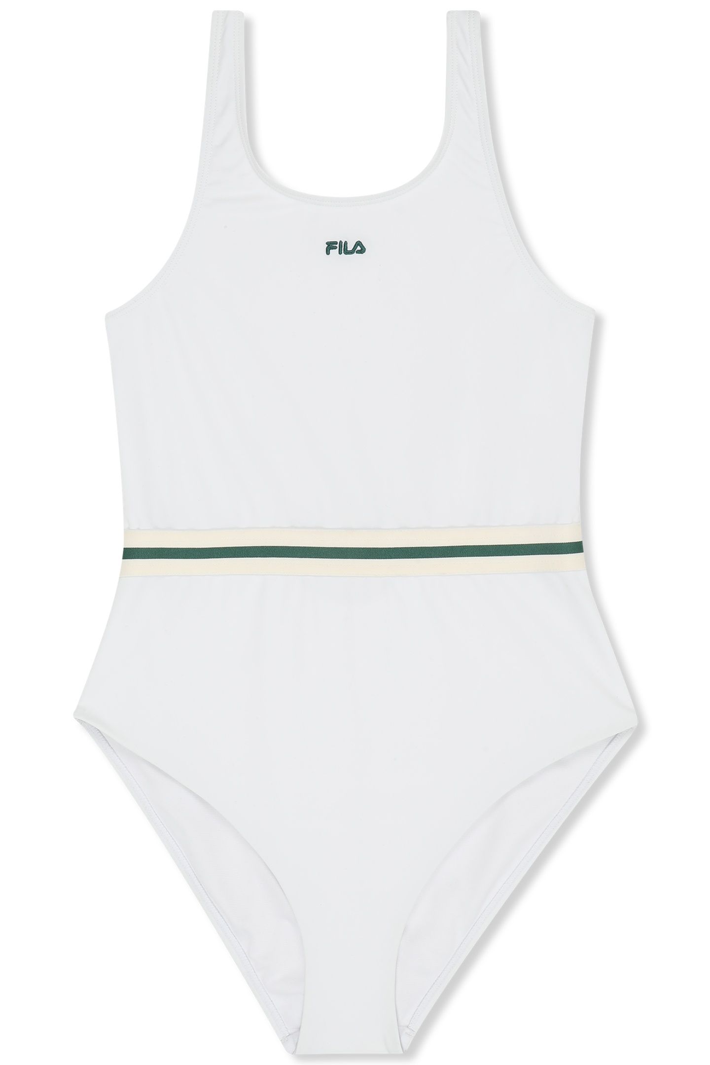 AZZANO STRIPED ELASTIC SCOOP BACK SWIMSUIT BRIGHT WHITE 4