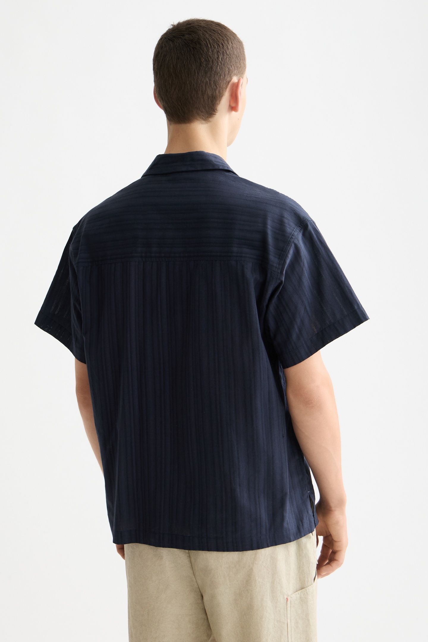 STRUCTURED-STRIPE SHORT-SLEEVED SHIRT SKY CAPTAIN 2