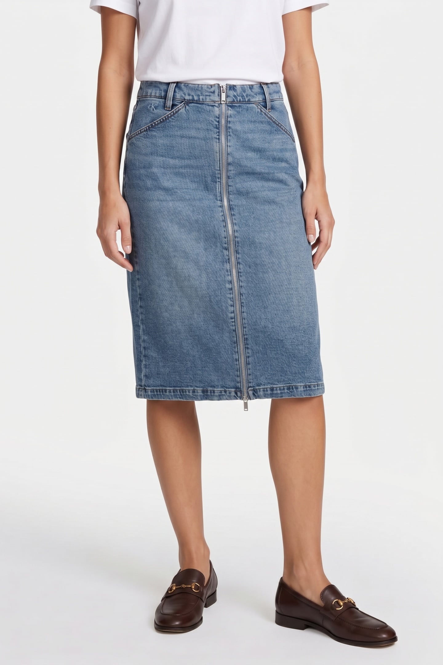 DENIM ZIP FRONT SKIRT VINTAGE ROAD 1