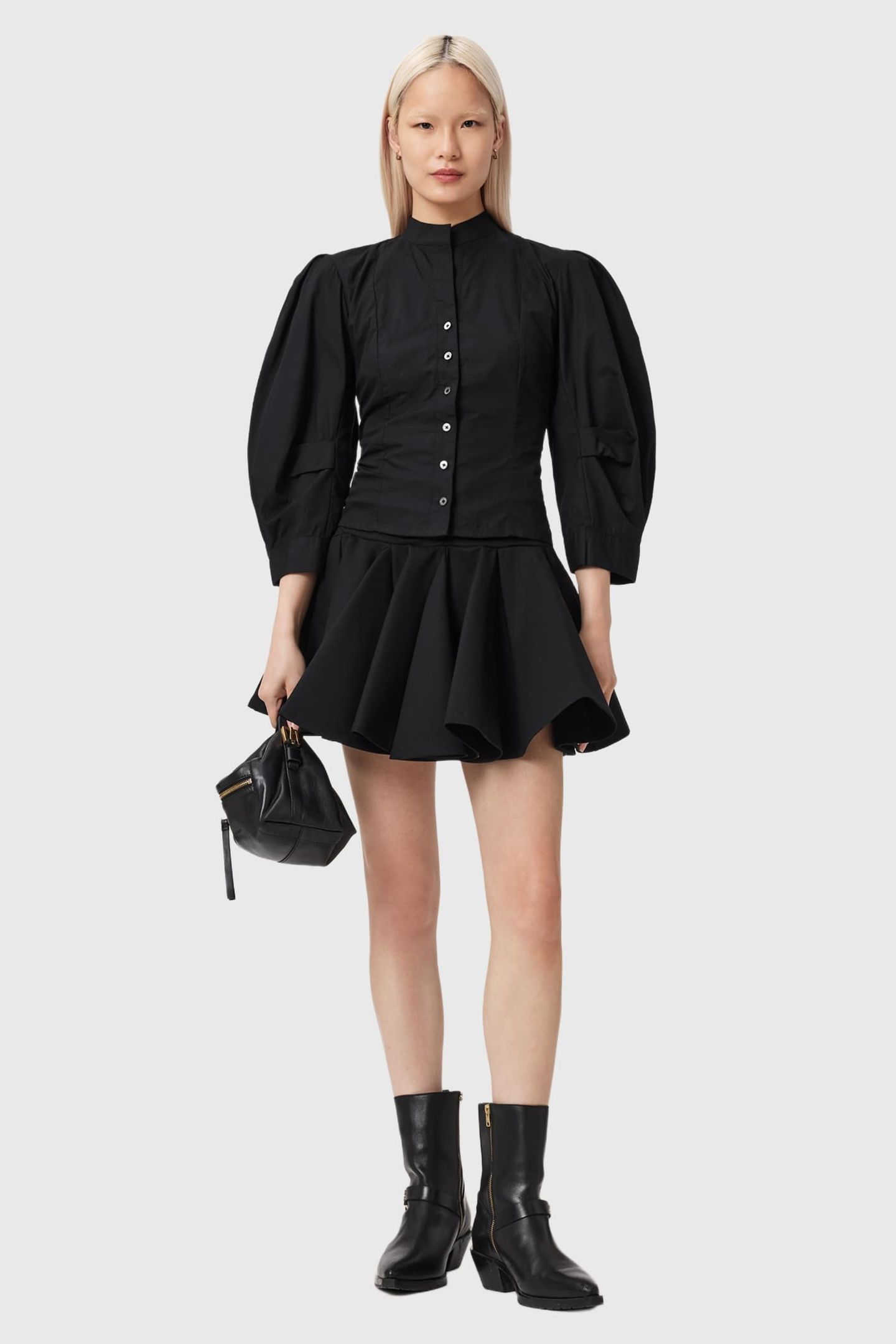 MAUD LACE UP SHIRT BLACK 1