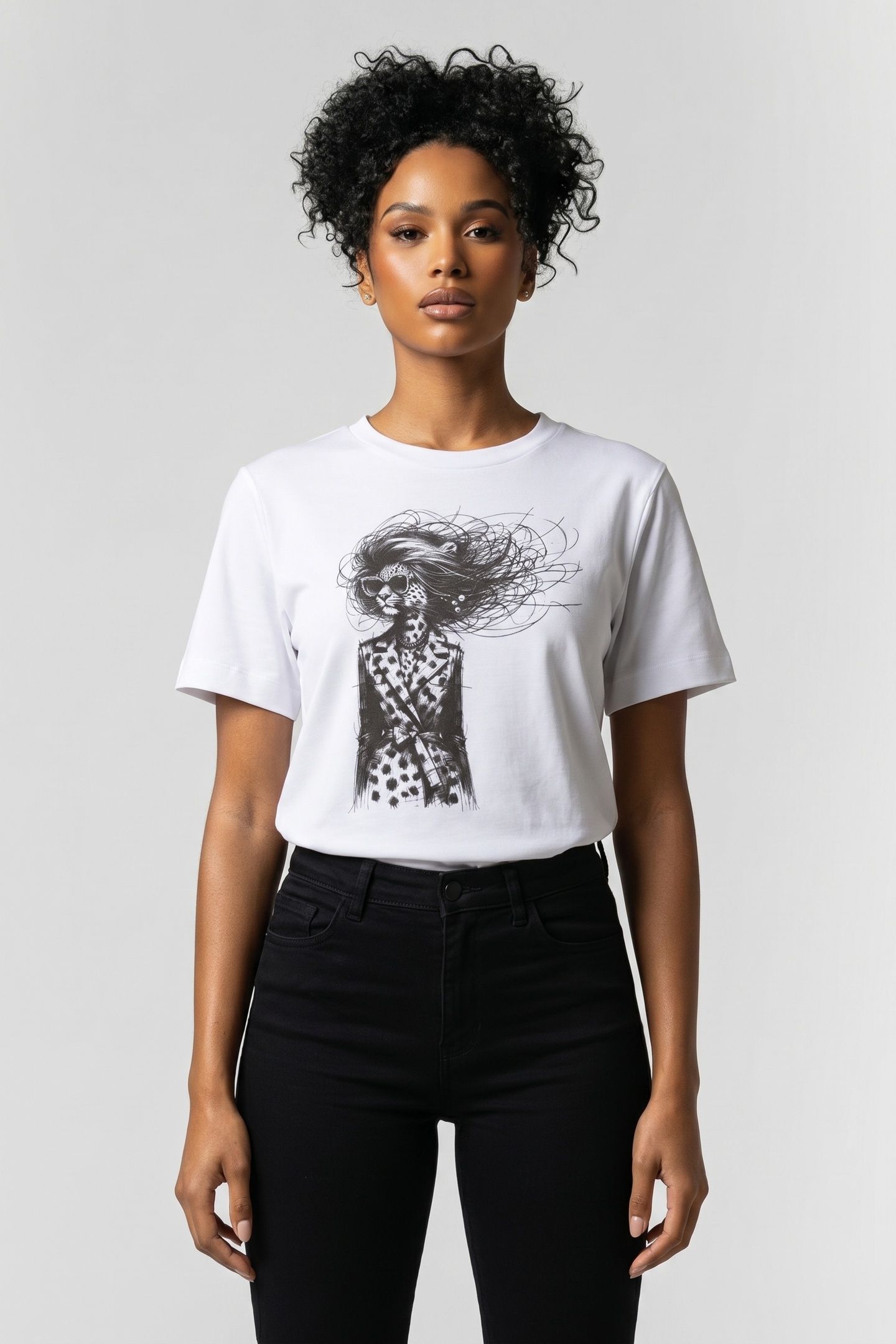 EASY FIT T-SHIRT "LEOPARD" ORGANIC WHITE 2