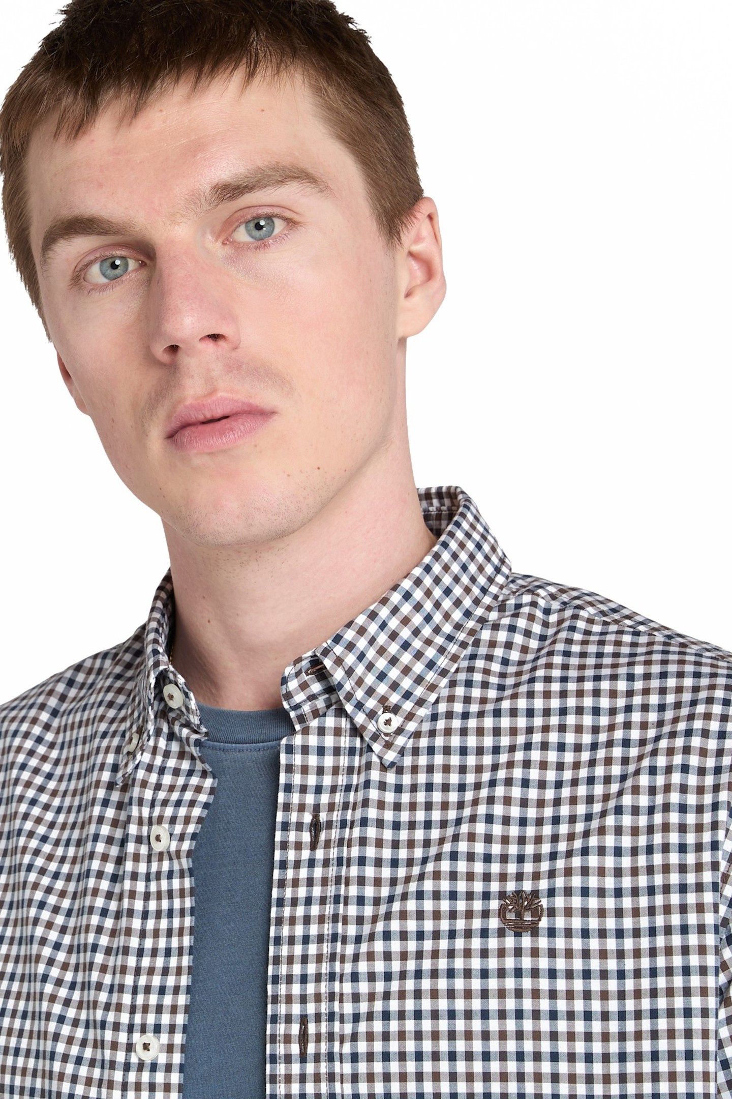 STRETCH POPLIN GINGHAM SHIRT CHOCOLATE BROWN 5