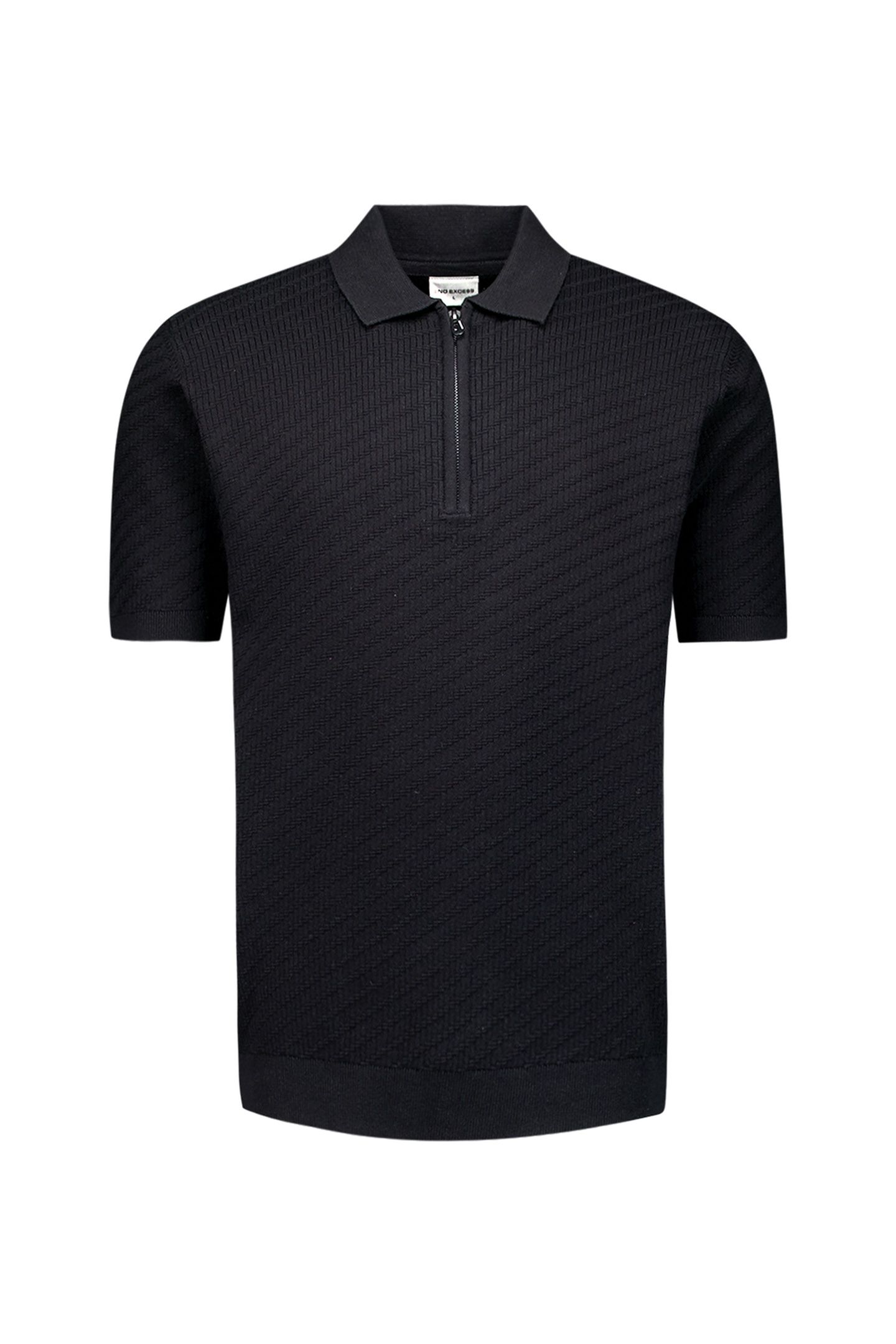 PULLOVER SHORT SLEEVE POLO ZIP SOLID JACQUARD BLACK 4