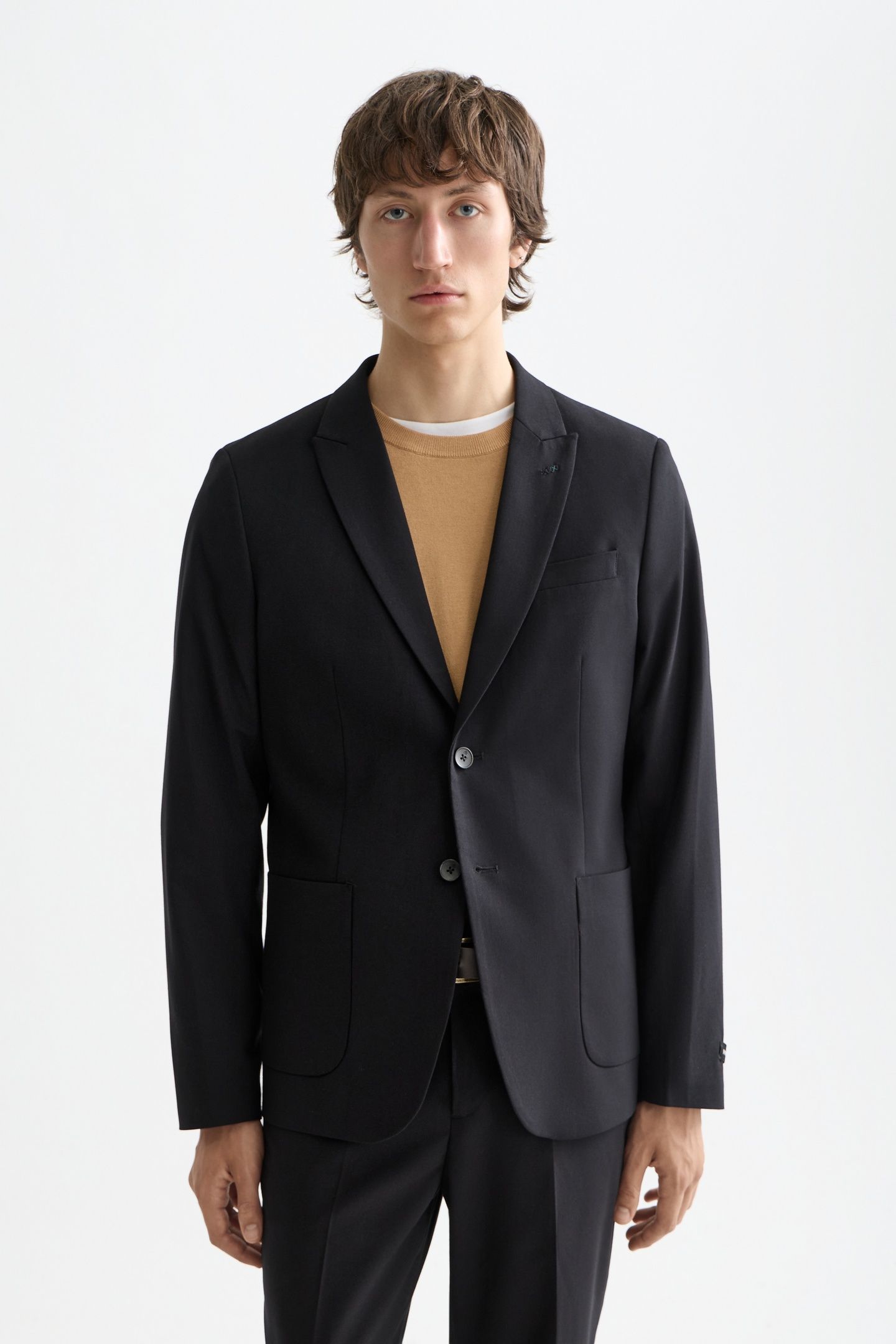 CORE - UNCONSTRUCTED PEAK LAPEL COOL-WOOL BLAZER BLACK 2