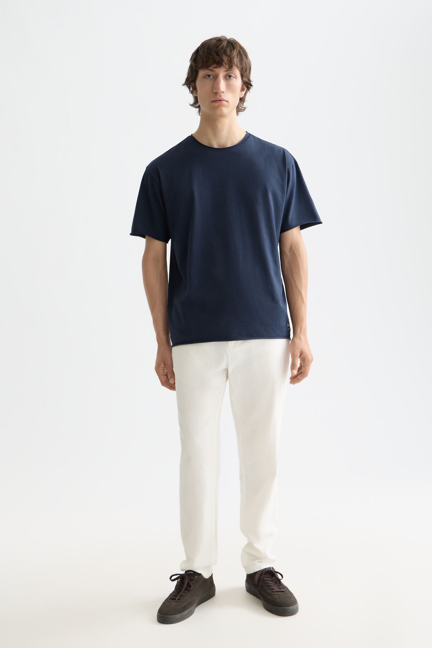 CORE RAW-EDGED RELAXED-FIT GARMENT-DYED T-SHIRT SKY CAPTAIN 3