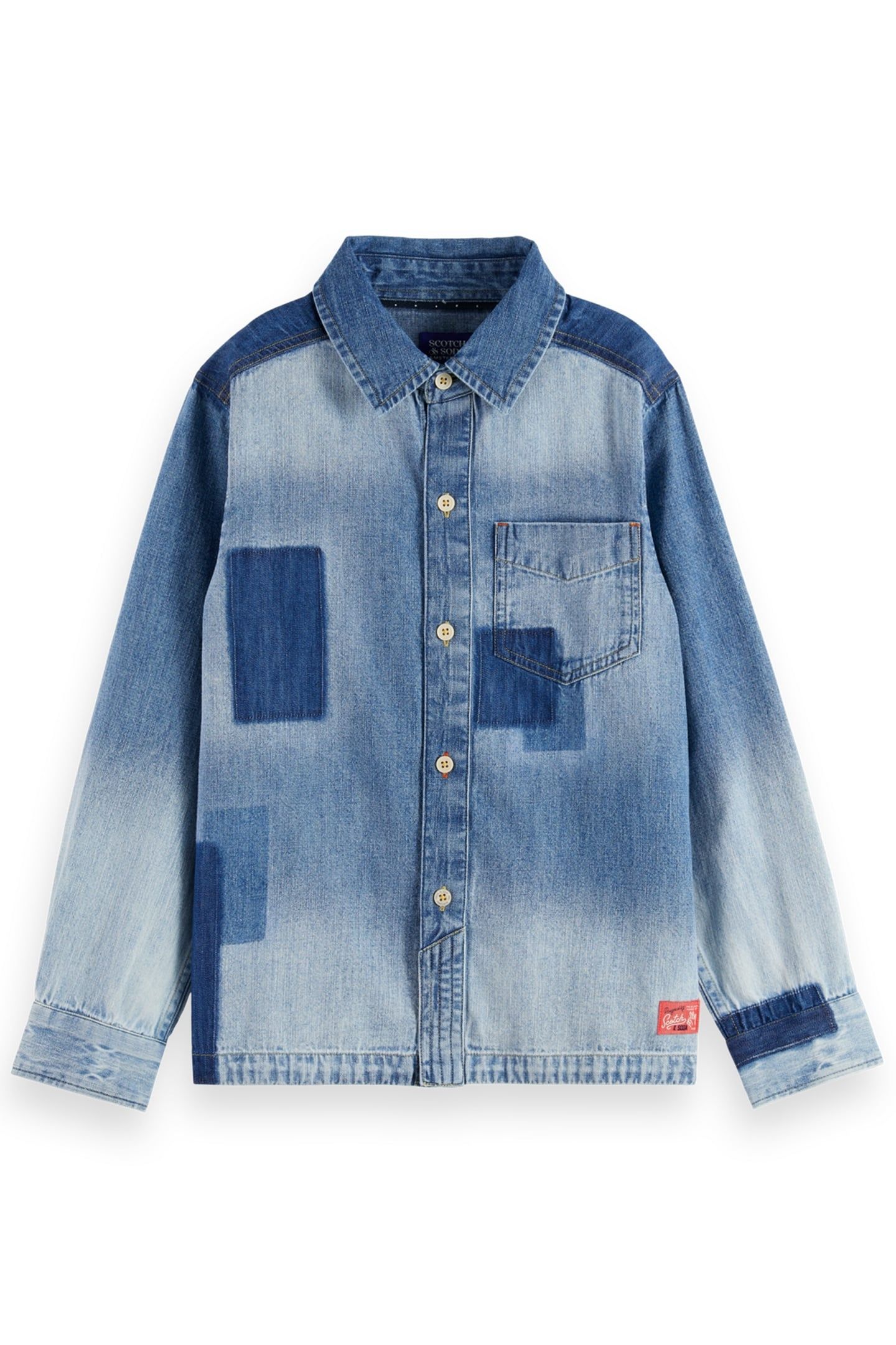 BOY DENIM WASHED PATCHWORK OVERSHIRT ART FROM THE HEART 1
