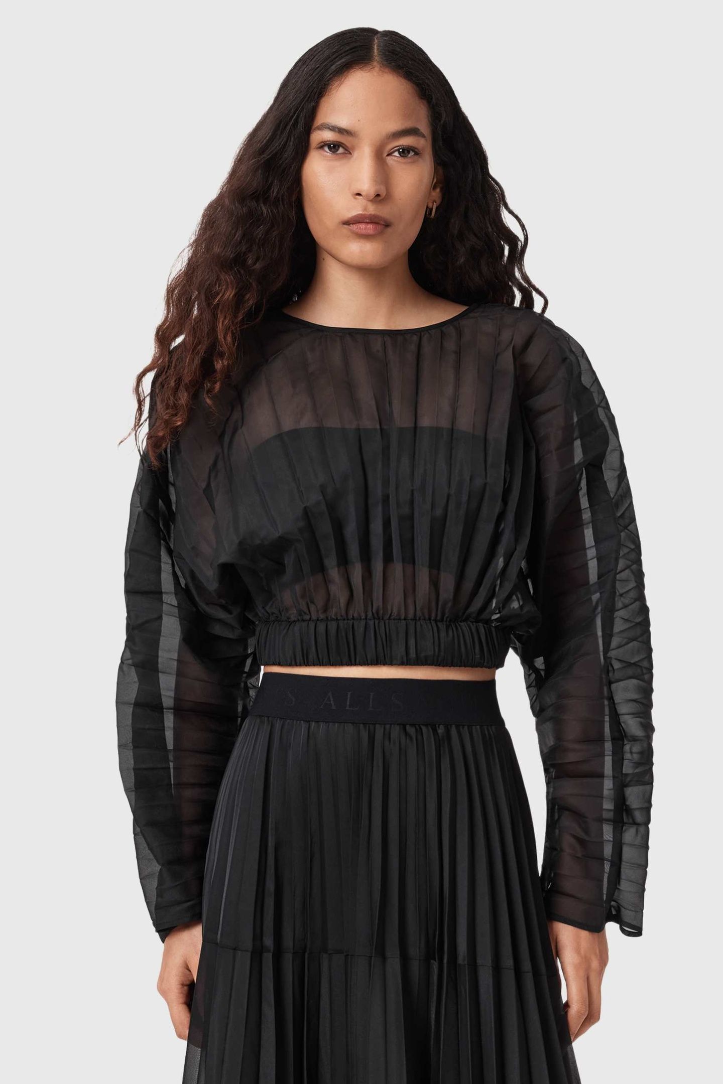 MICAELA PLEAT TOP BLACK 2