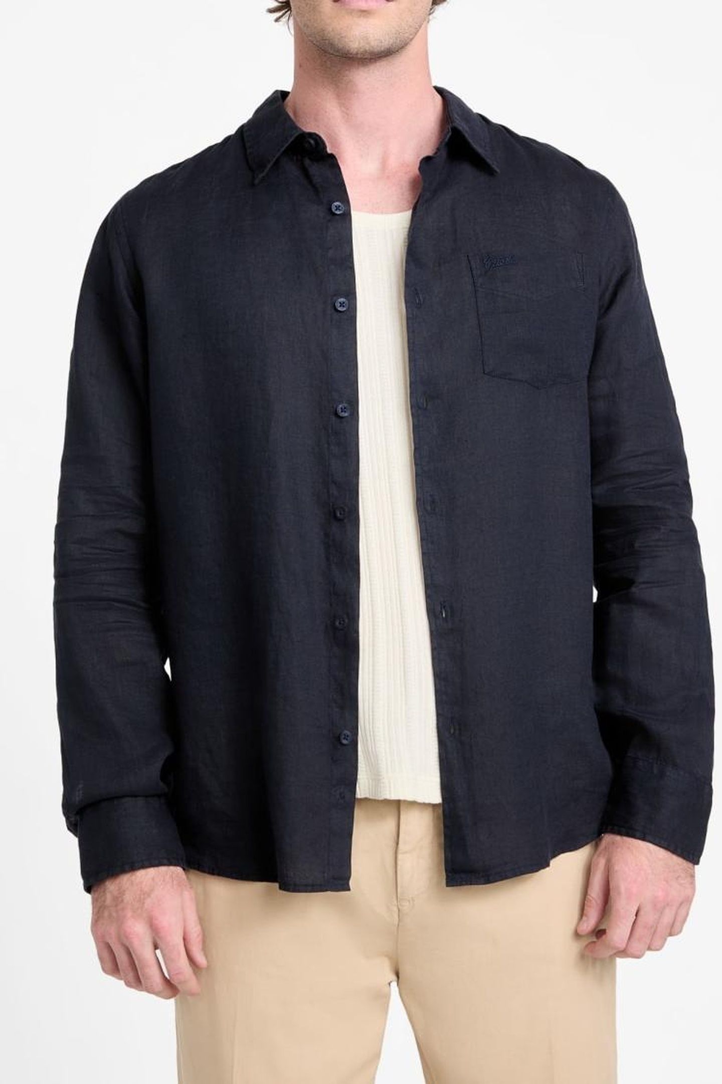 GUESS ECO LS NAPA LINEN SHIRT SMART BLUE MULTI 3