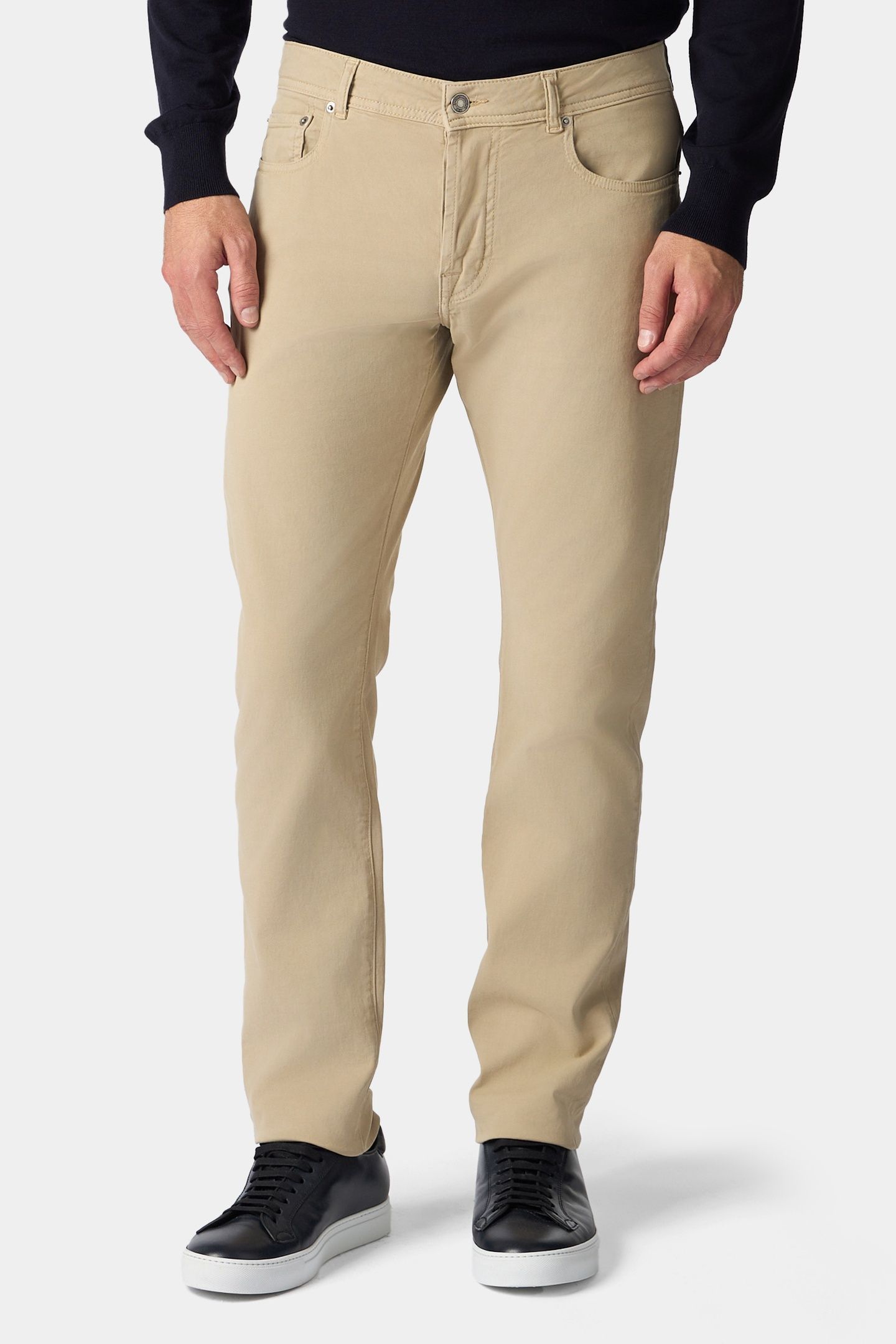 STRETCH COTTON 5-POCKET TROUSERS BEIGE 1