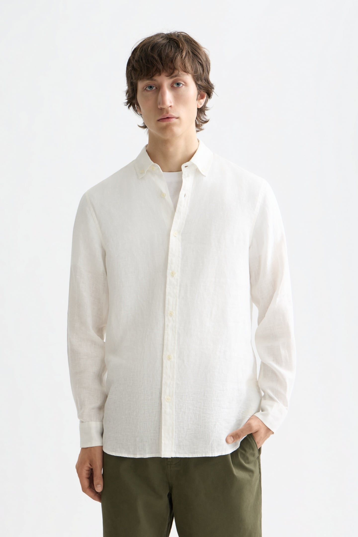 NOS LINEN REGULAR-FIT SHIRT OFF WHITE 1