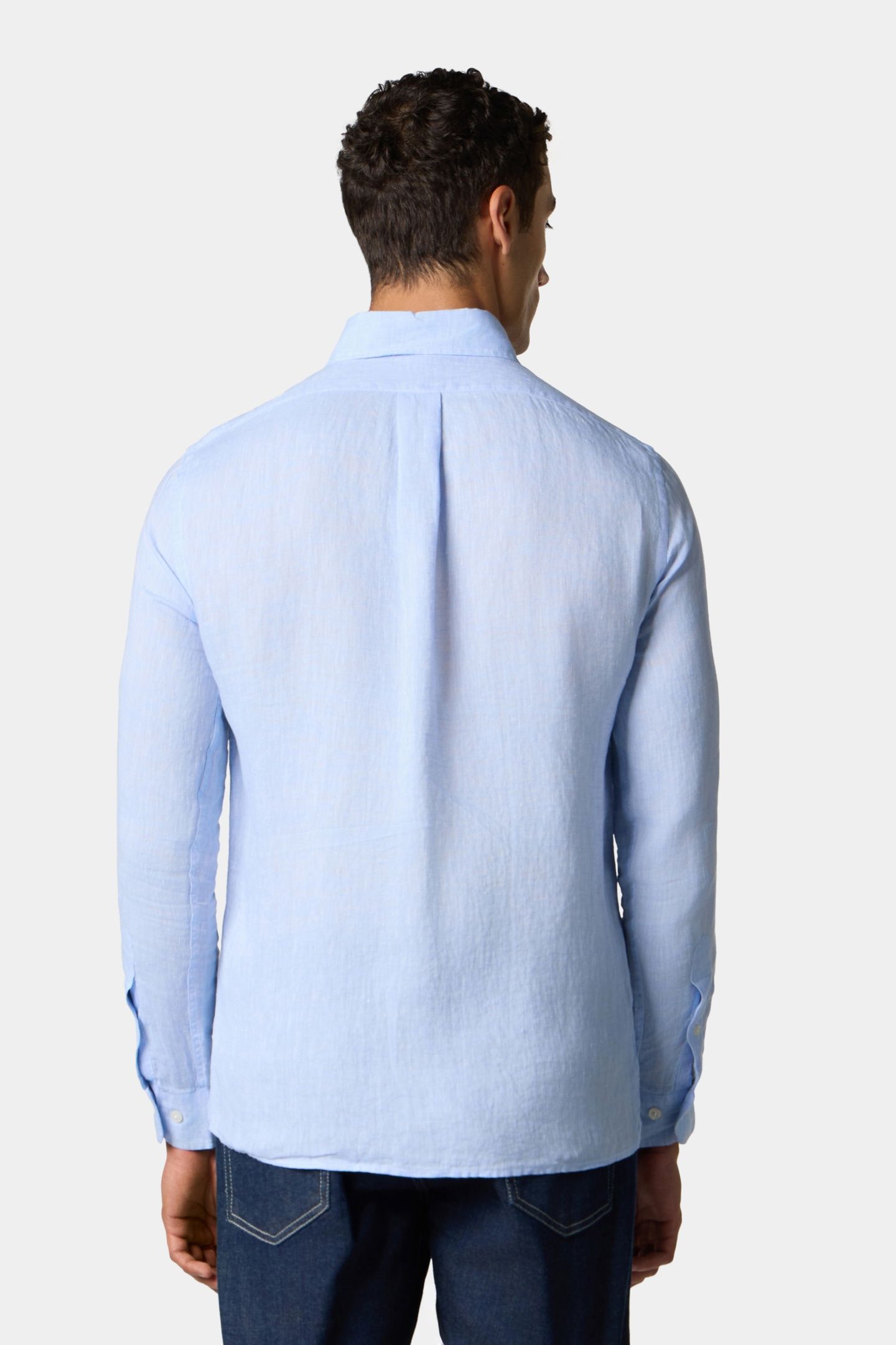 SLIM FIT LINEN BUTTON DOWN SHIRT LIGHT BLUE 3