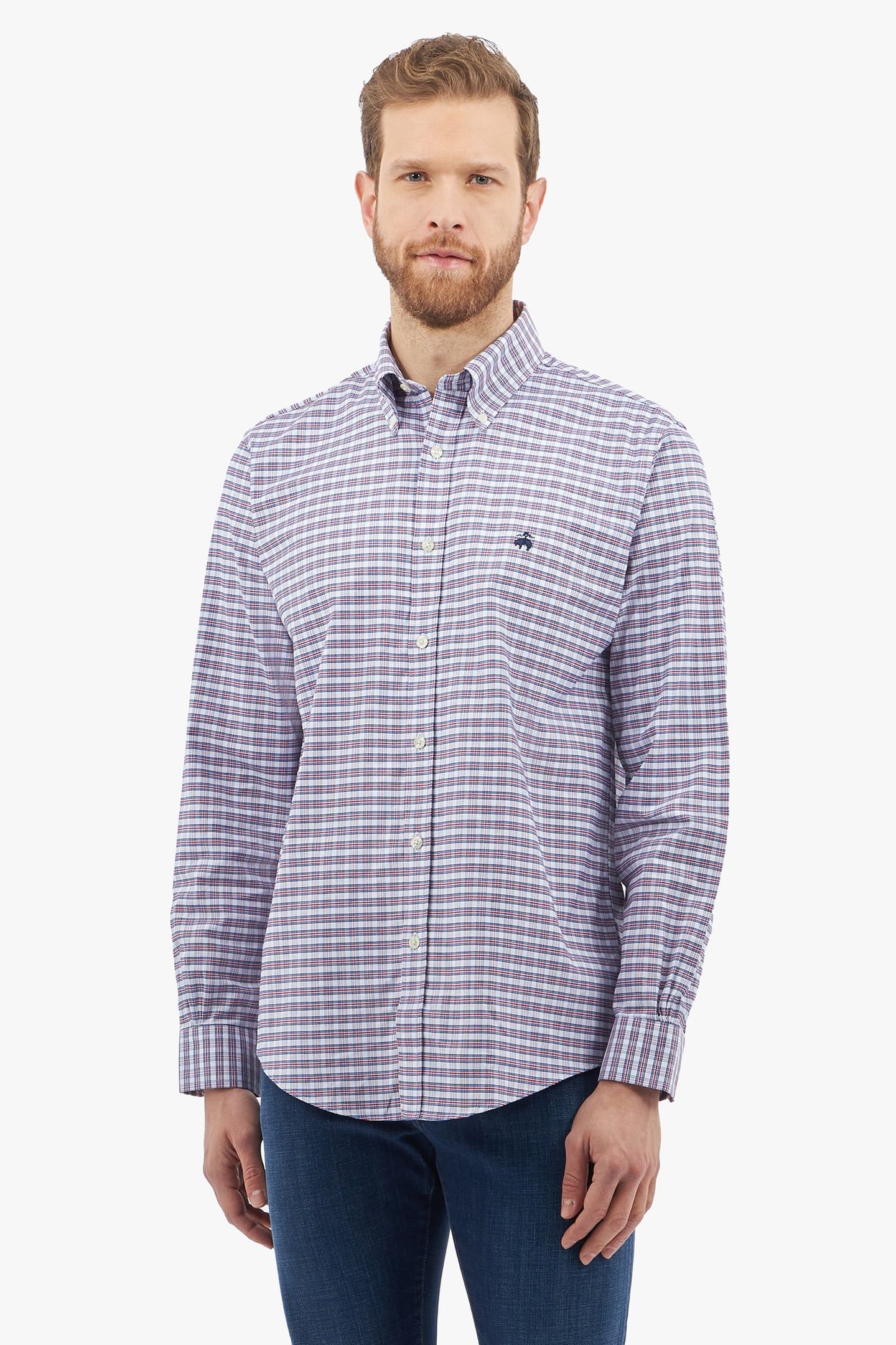CASUAL NON-IRON STRETCH OXFORD LONG SLEEVE OPEN CHECKED REGE 1