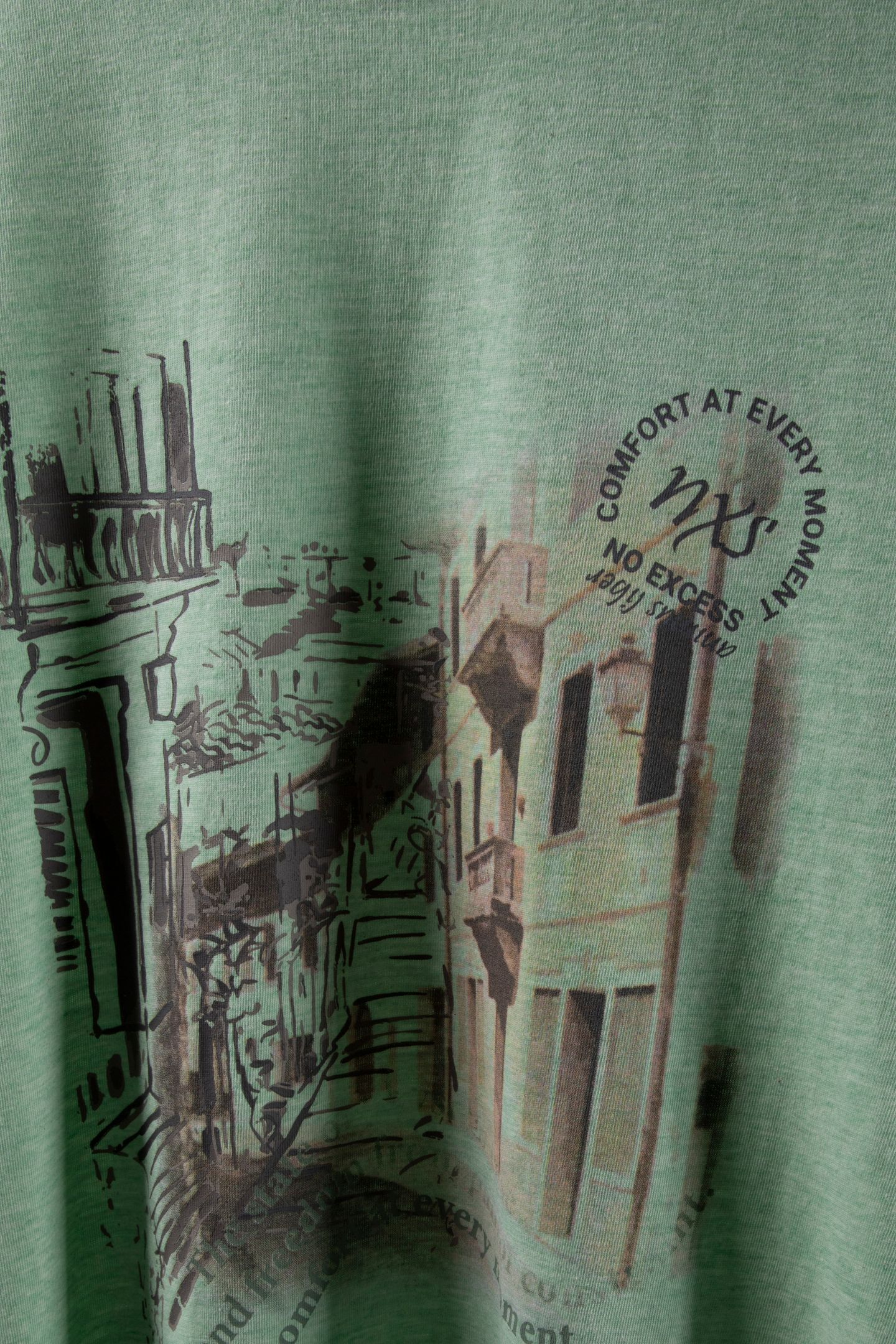 T-SHIRT CREWNECK MELANGE CHEST PRINT MINT 5