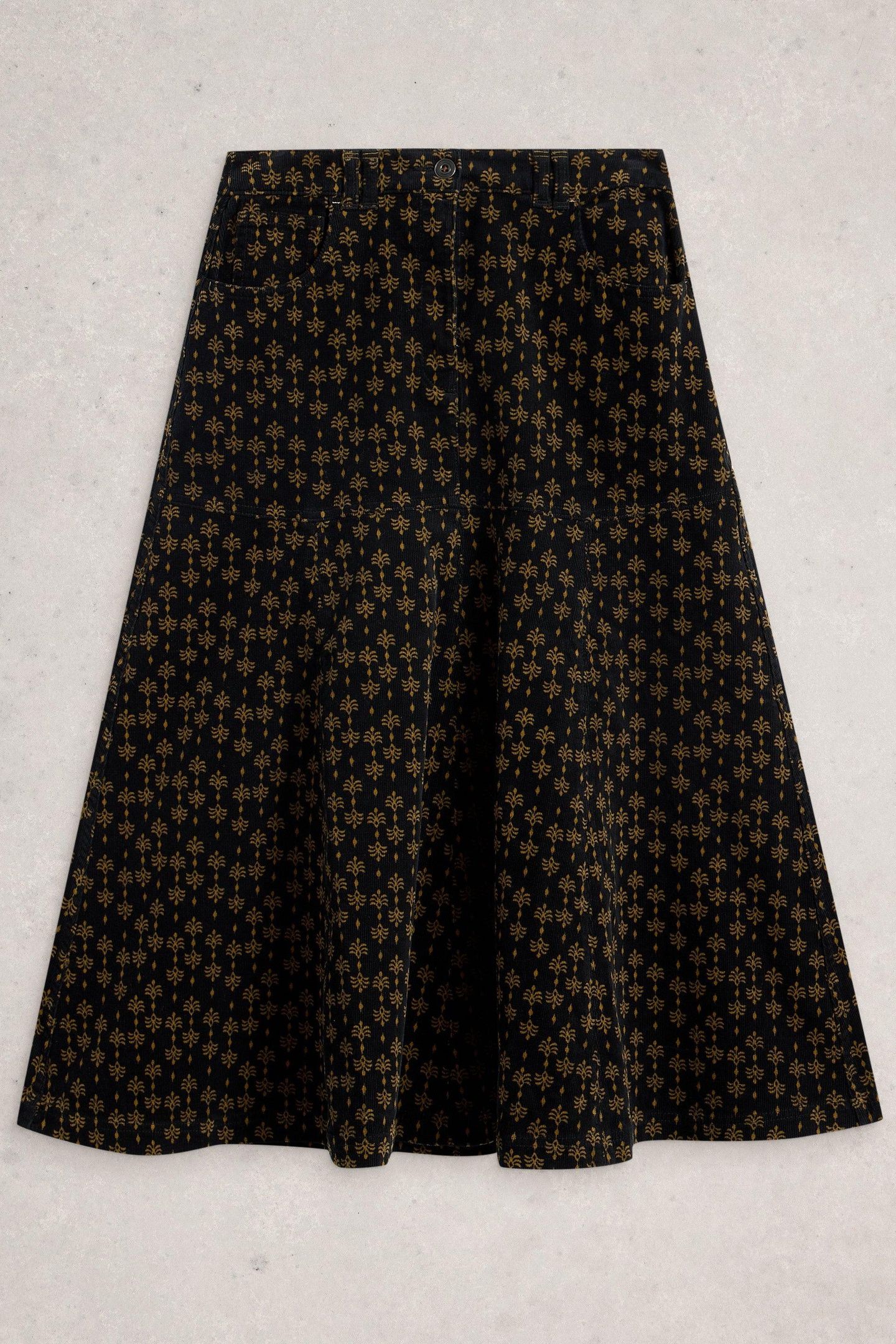 QUINN CORD MIDI SKIRT BLACK MULTI 5