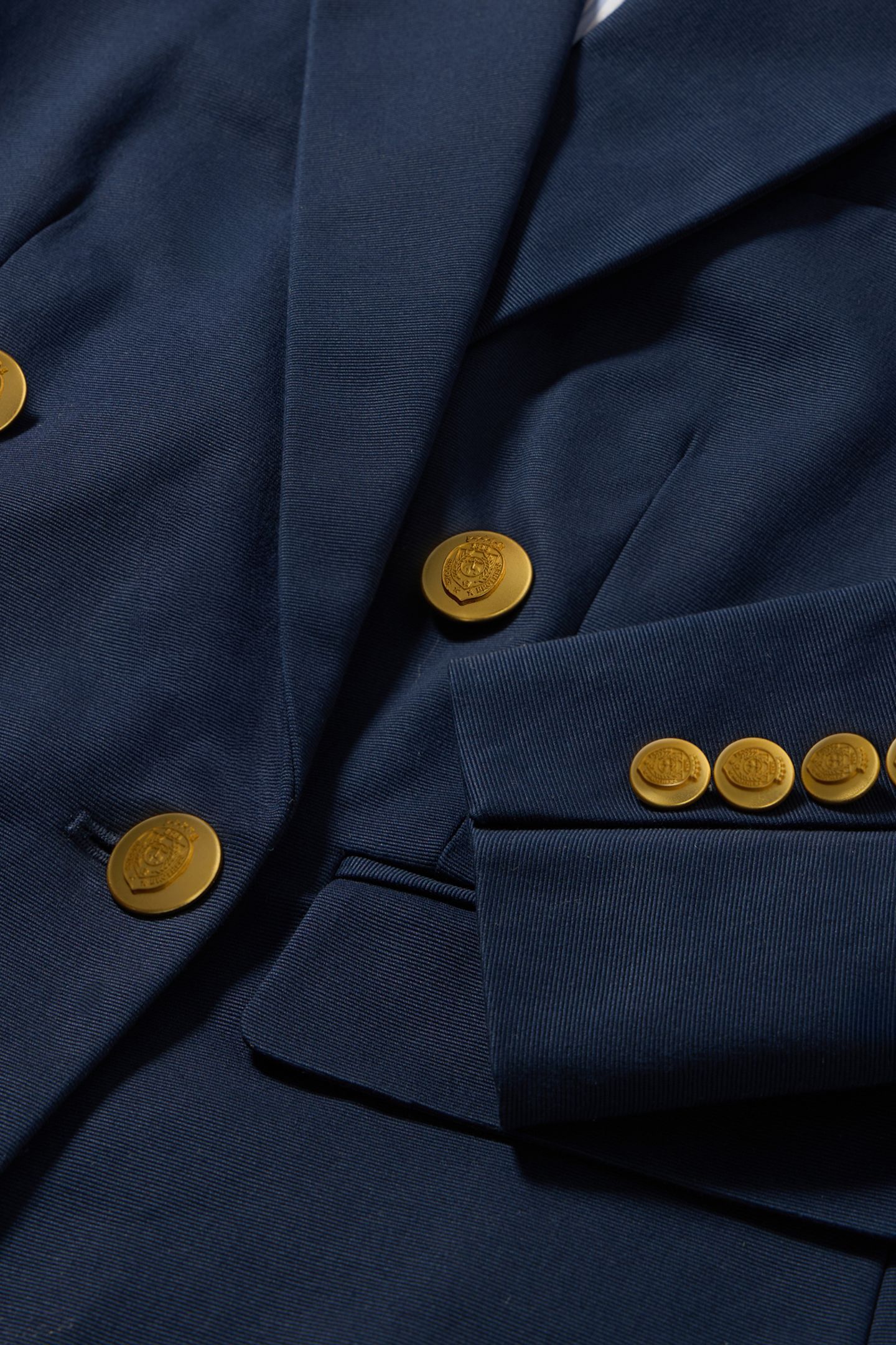 CROPPED DOUBLE-BREASTED FAILLE BLAZER NAVY 6