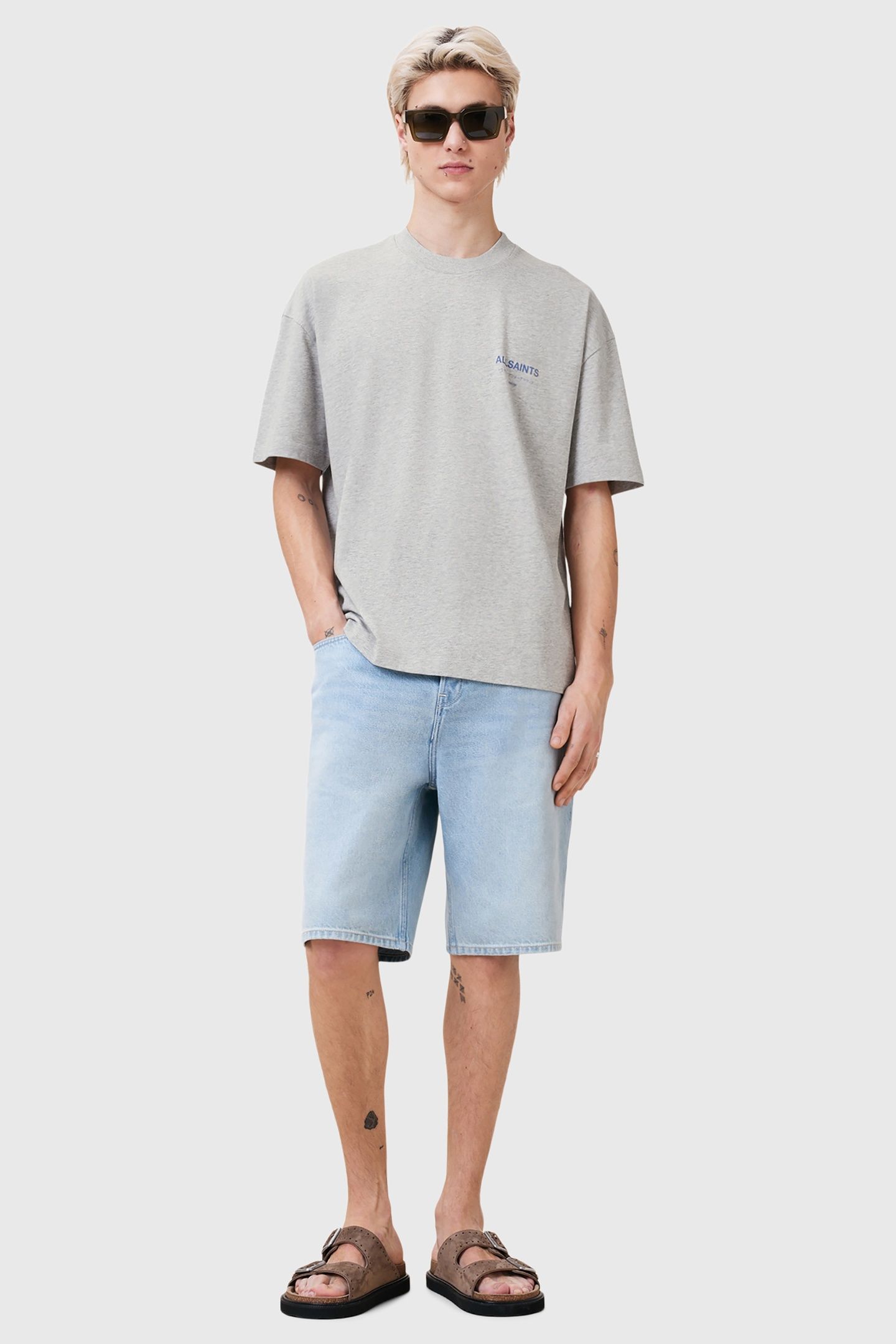UNDERGROUND SS CREW GREY MARL/BLUE 2
