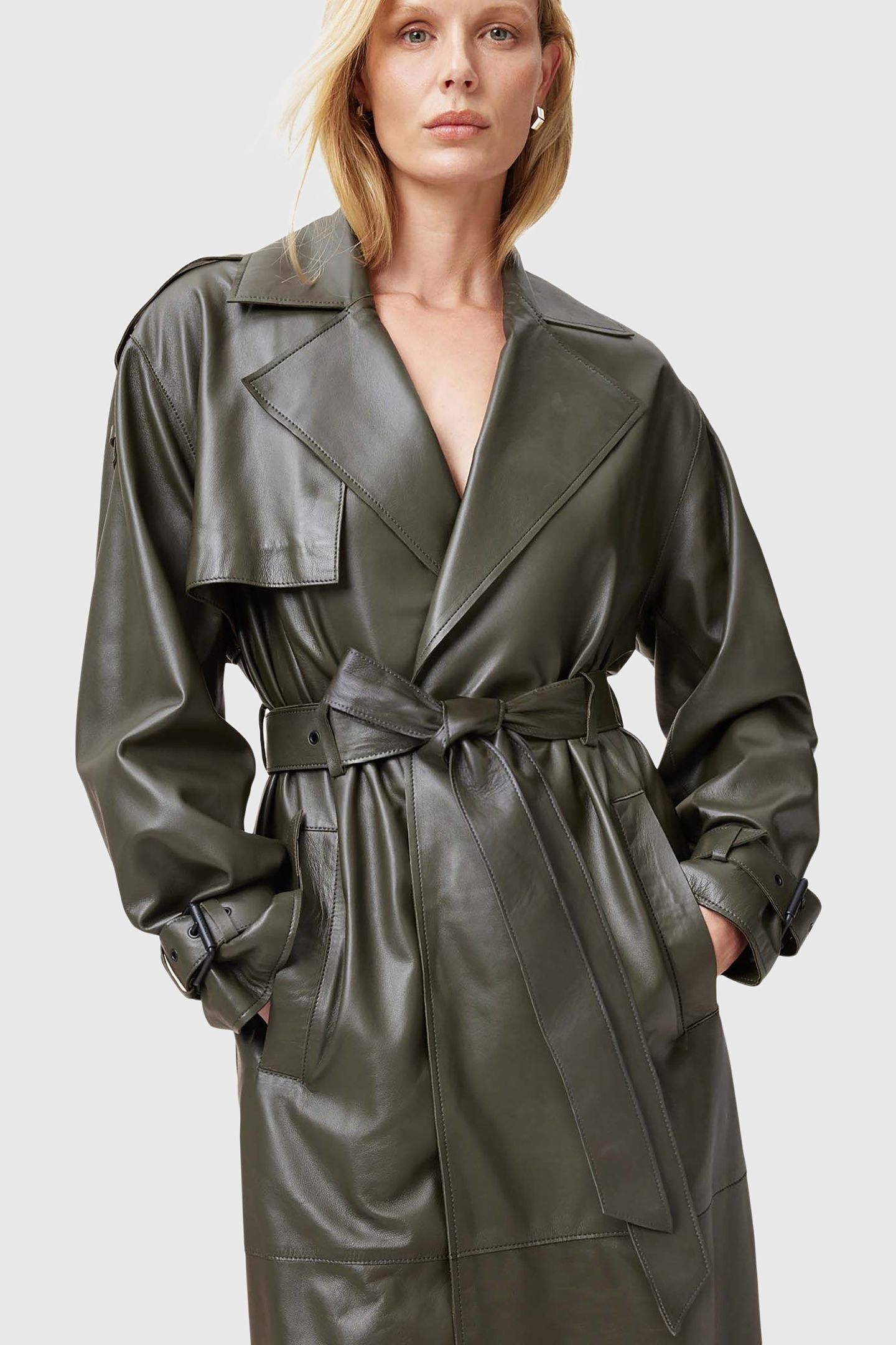 INEZ TRENCH KHAKI GREEN 2