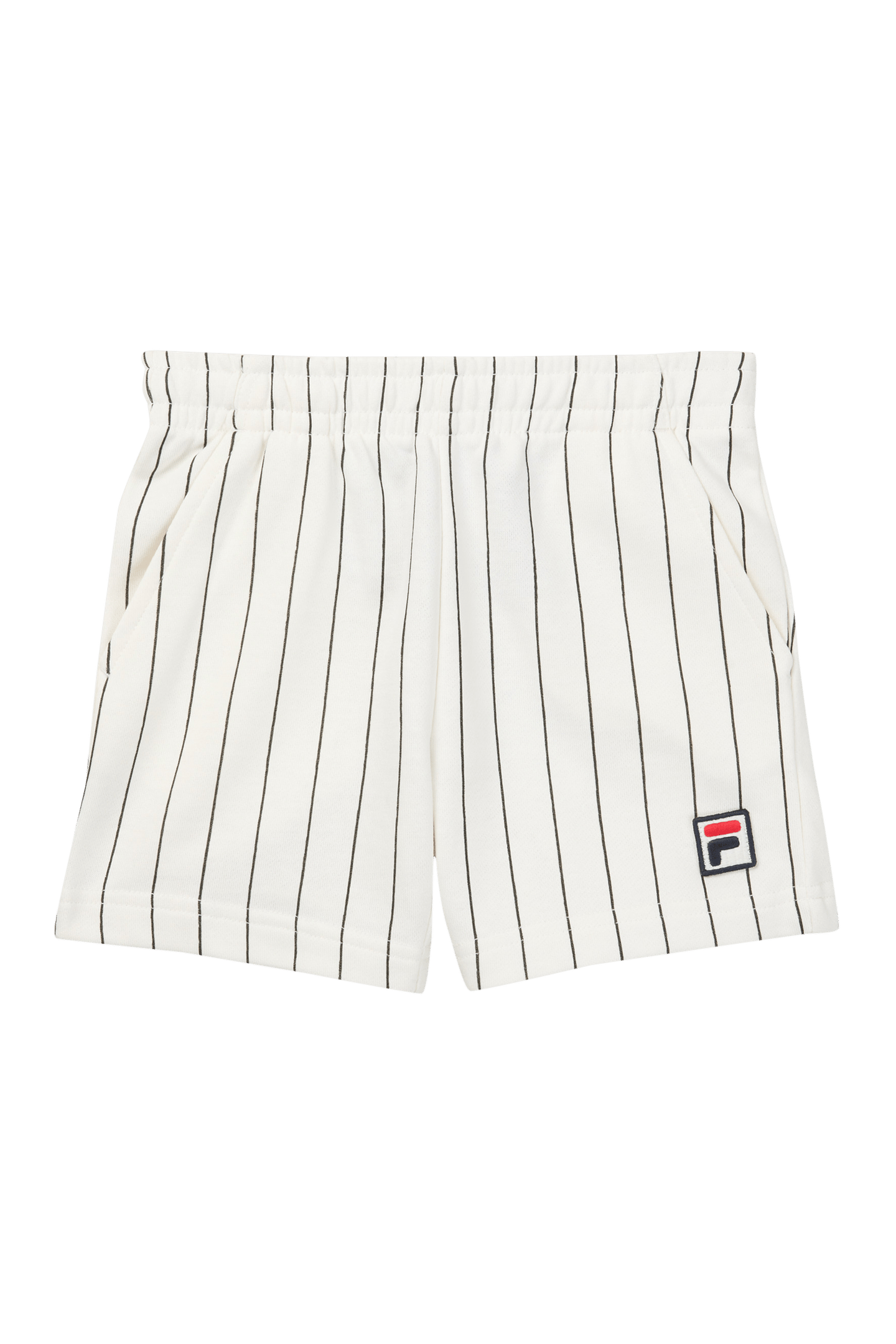 LUBACO REGULAR PINSTRIPED SWEAT SHORTS EGRET / BLACK STRIPED 1
