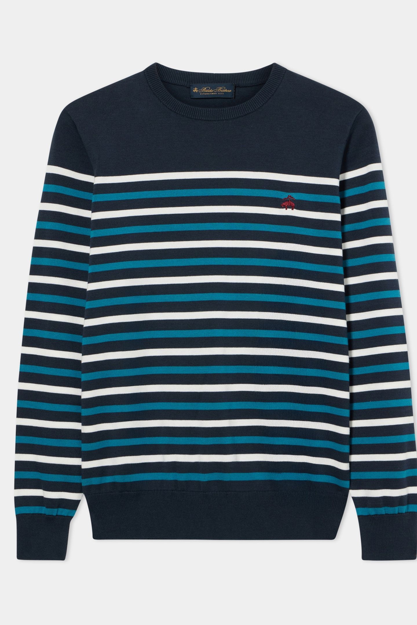 STRIPES LOGOED CREWNECK SUPIMA COTTON BLUE 3