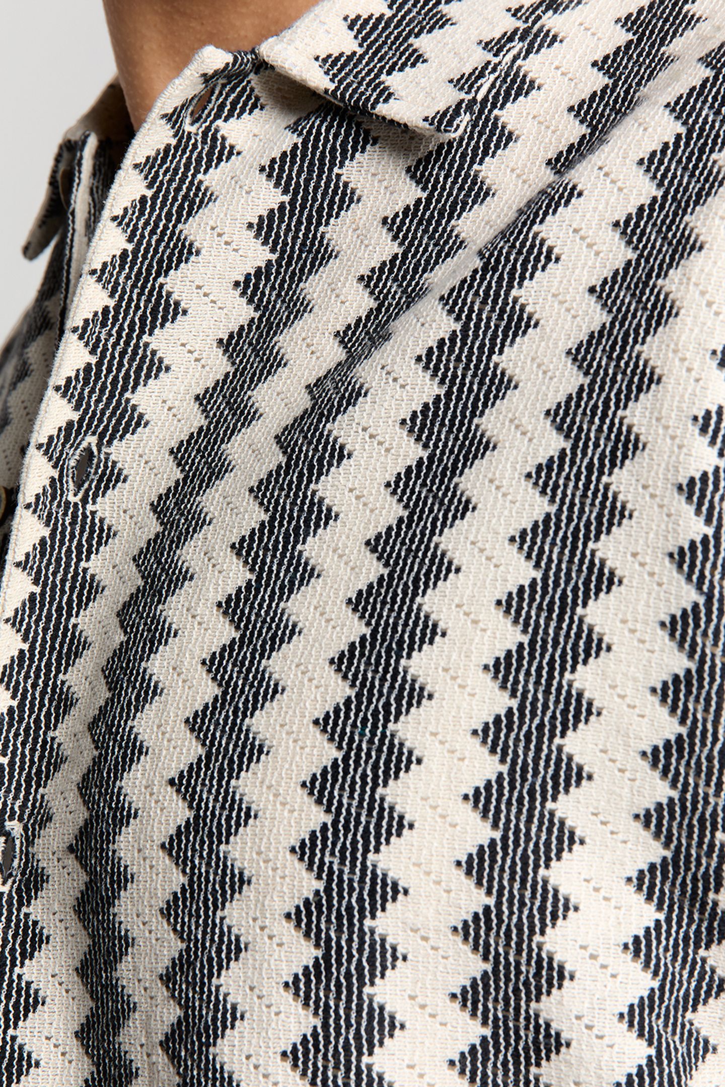 SHIRT SHORT SLEEVE ZIG ZAG JACQUARD OFFWHITE 7
