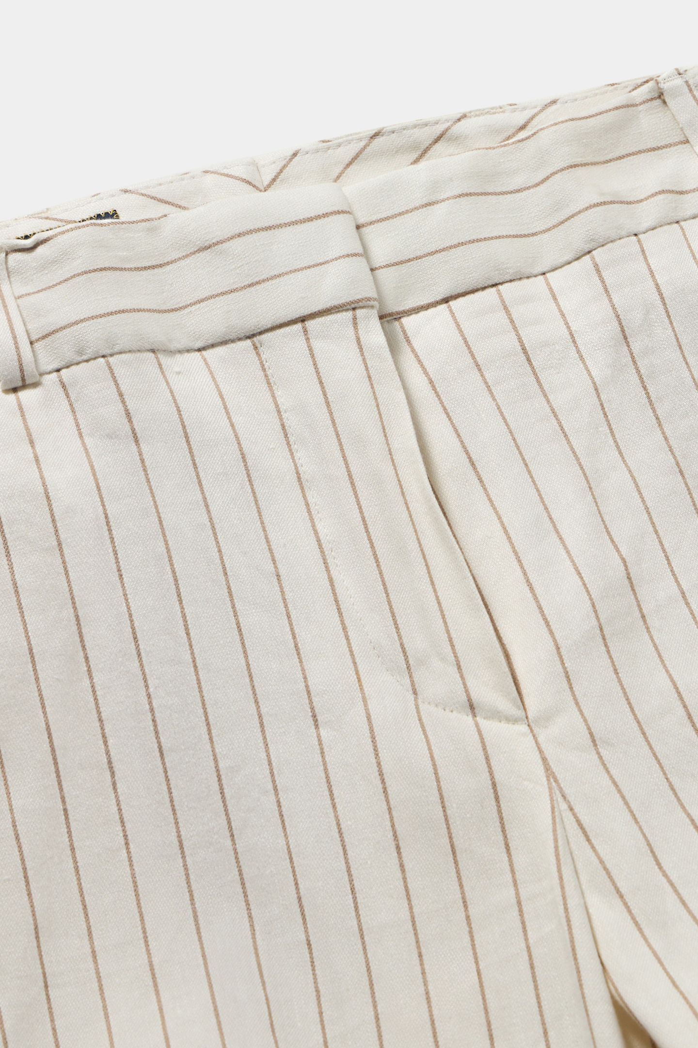 PINSTRIPE LINEN BLEND TROUSERS WHITE 5