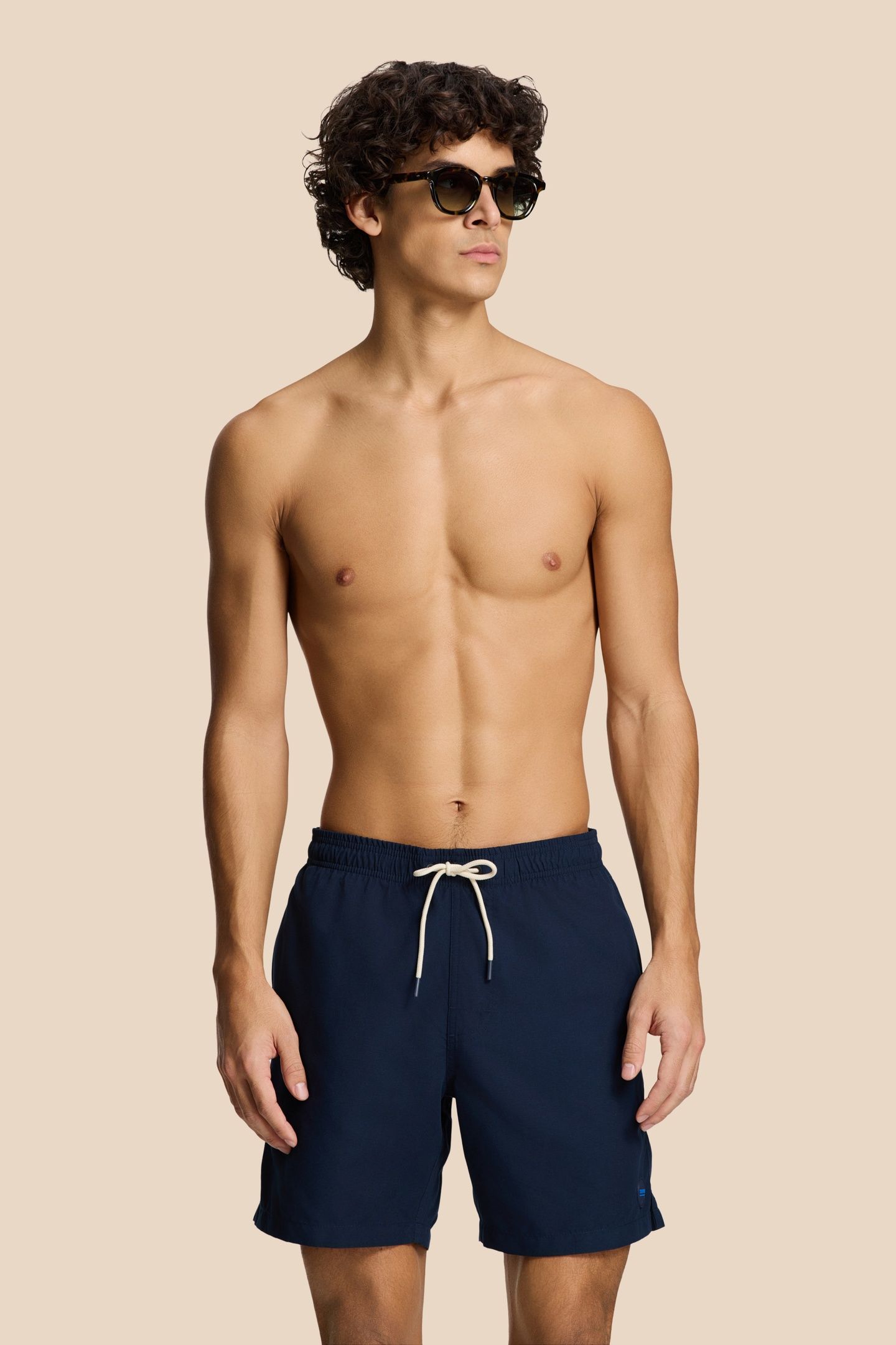 MEN MIKE SWIM SHORTS 7 INCH SOLID BLUE DARK NAVY 2